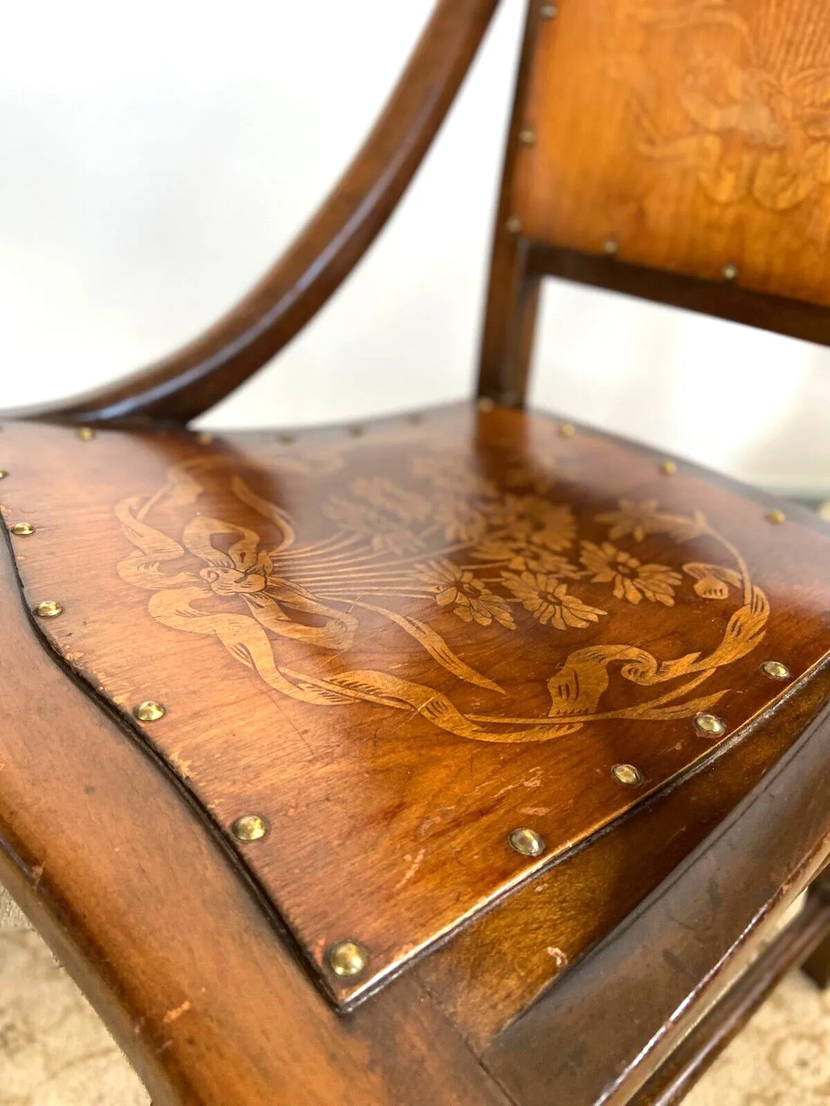 Furniture Antique Early 20th Edvardiancentury Beech Floral Occasional Chair Made In Englad photo
