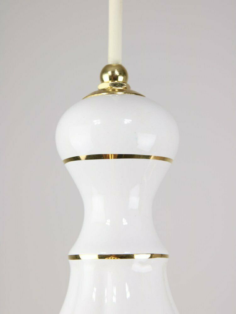 photo vinterior Vintage Italian Golden Ceramic And Glass Chandelier