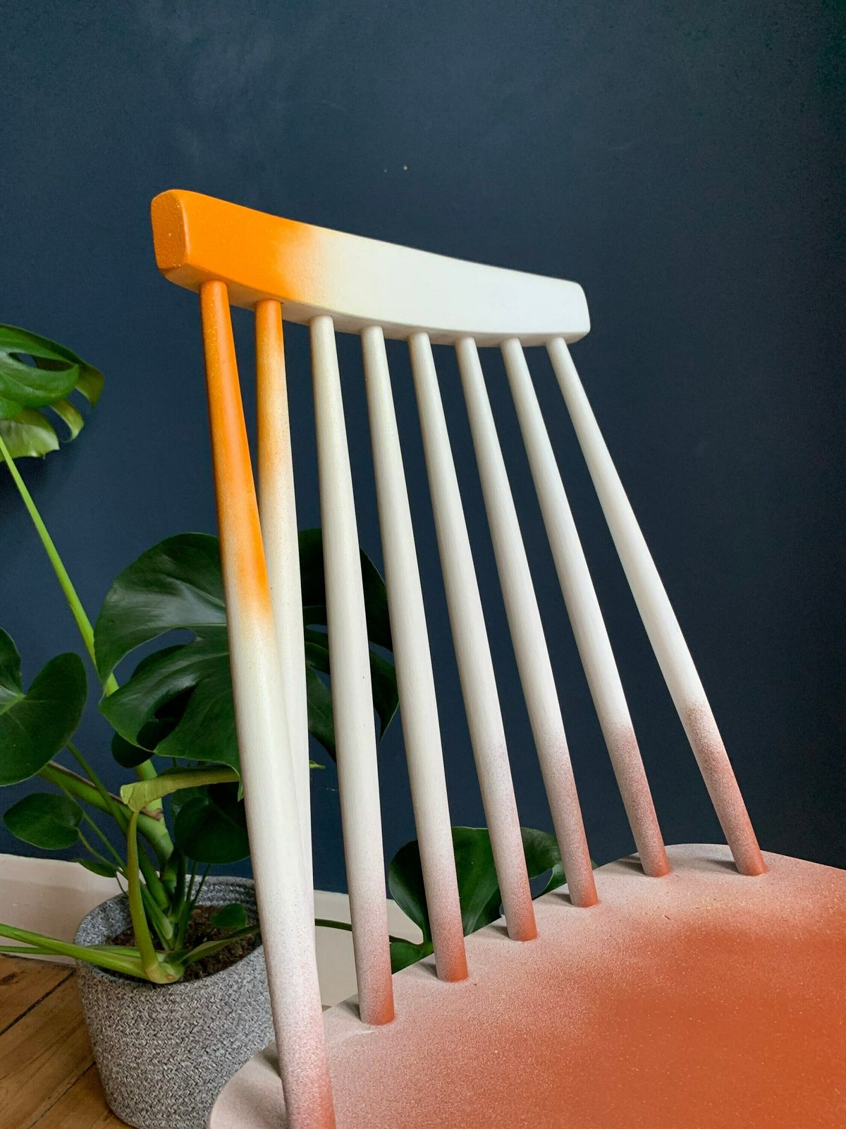 photo furniture Classic Mid Century Chair Reimagined With Spray Paint   Up Cycled Unique Piece
