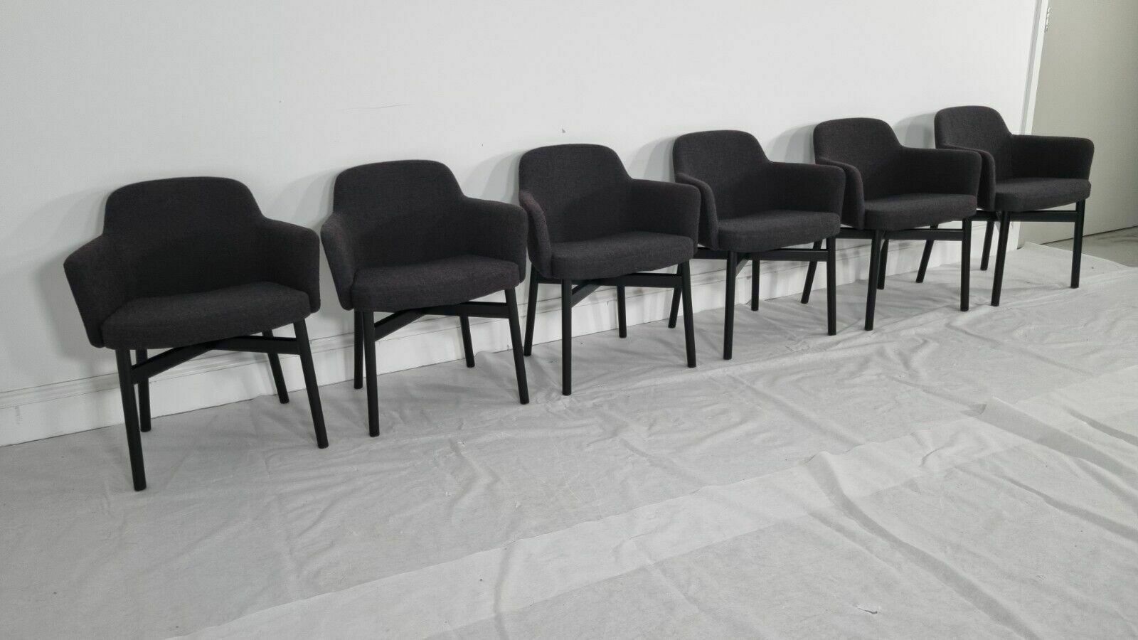 A Stunning Set Of 6 Knoll Studio Krusin 016 Armchairs In Dark Boucle Fabric photo 5280.0