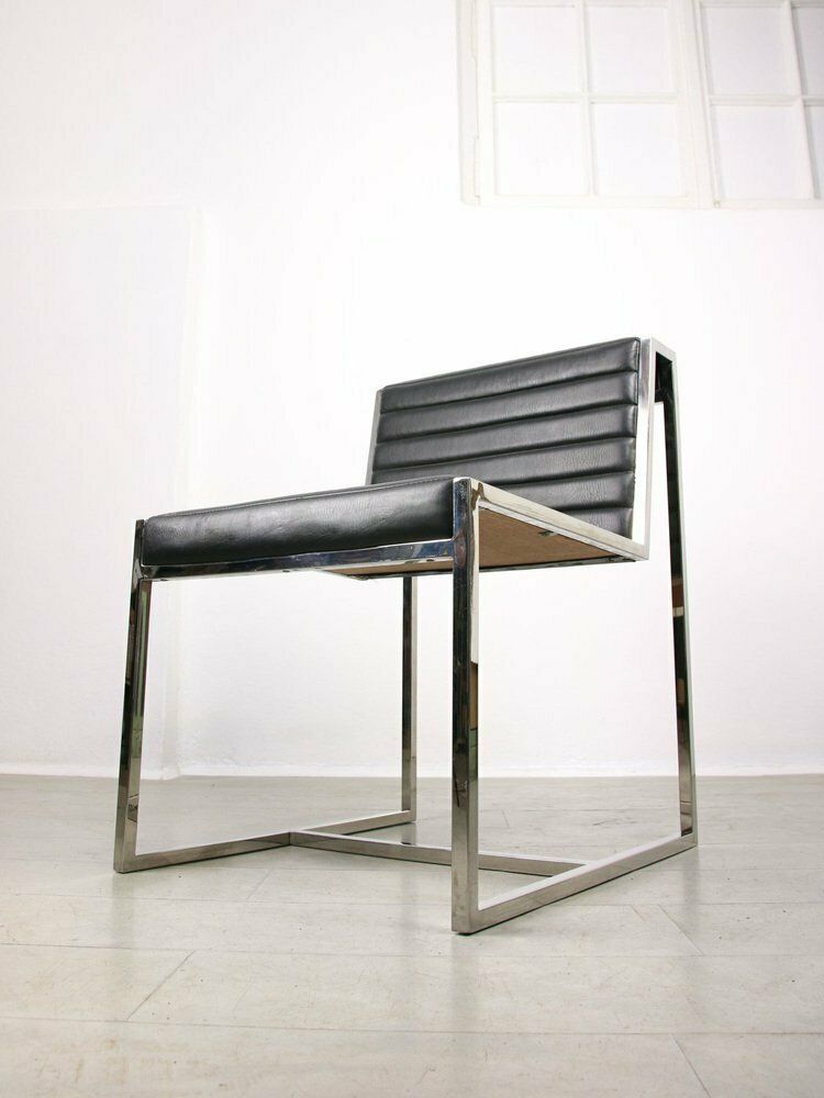 Vintage Bauhaus Black Chair In Chrome And Leatherette photo furniture