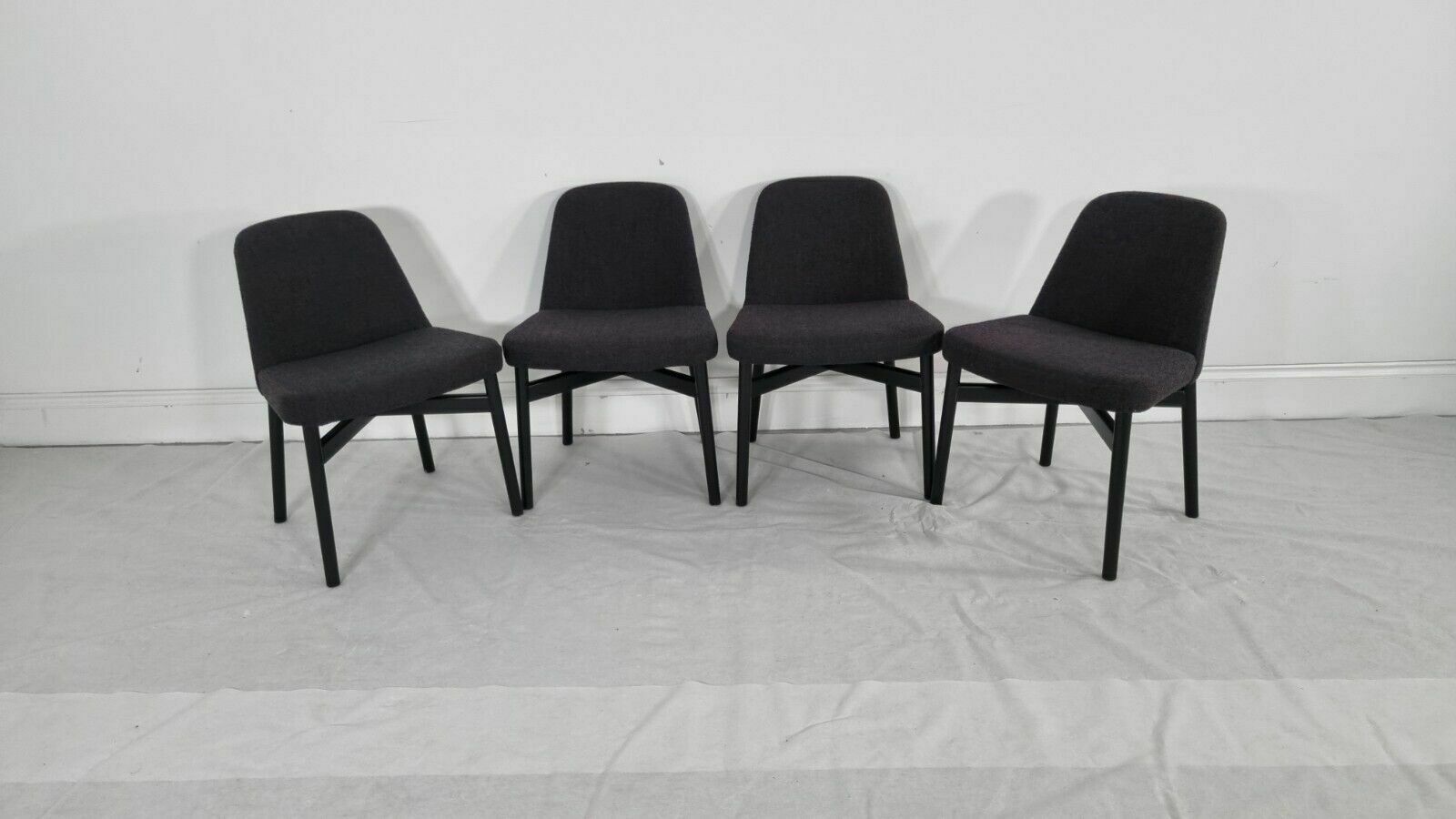 A Stunning Set Of 4 Knoll Studio Krusin 016 Chairs In A Charcoal Boucle Fabric photo for sale