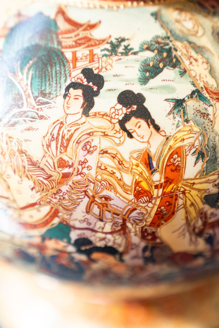 photo for sale Hand Decorated Chinese Royal Satsuma Ceramic Vases, 1960s