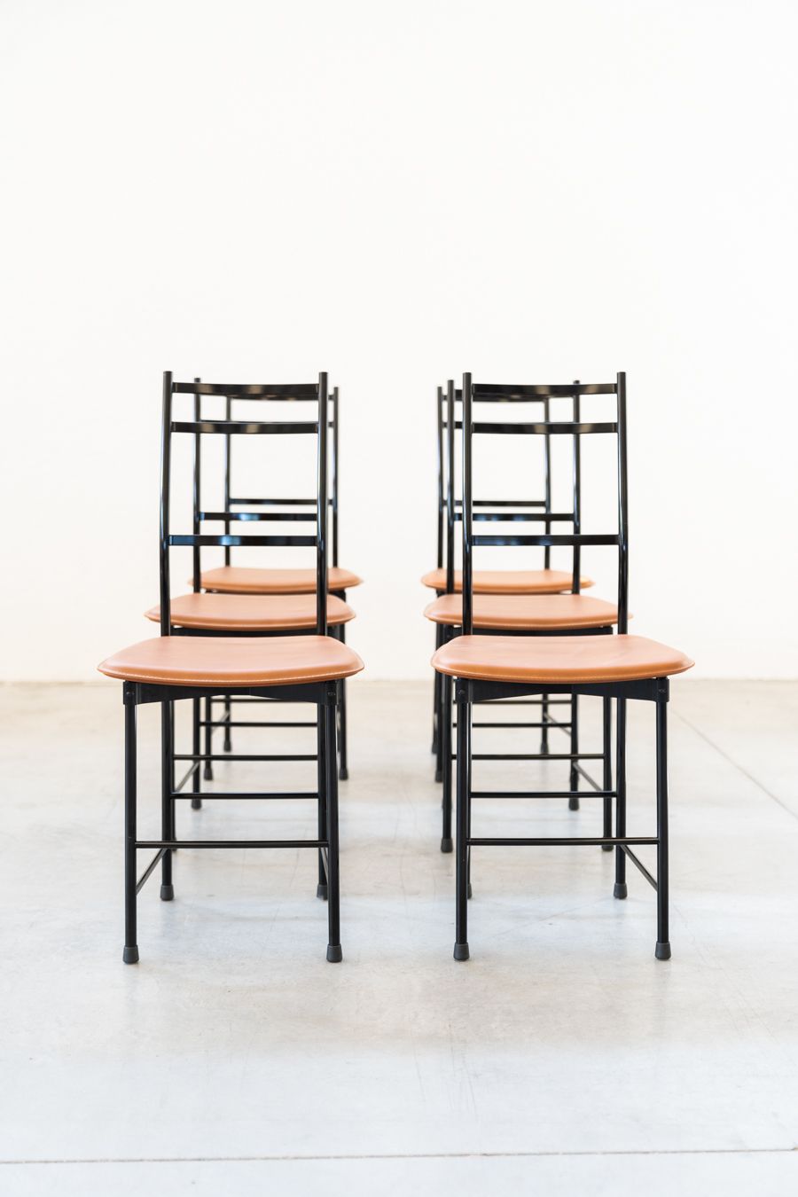 Brown Leather & Aluminum Dining Chairs From Ycami, 1980s, Set Of 6 photo furniture