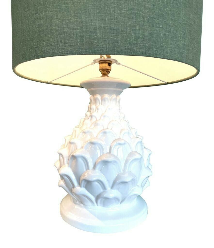 A Large Pair Of 1970s Italian Ceramic Artichoke Lamps With New Bespoke Shades photo buy