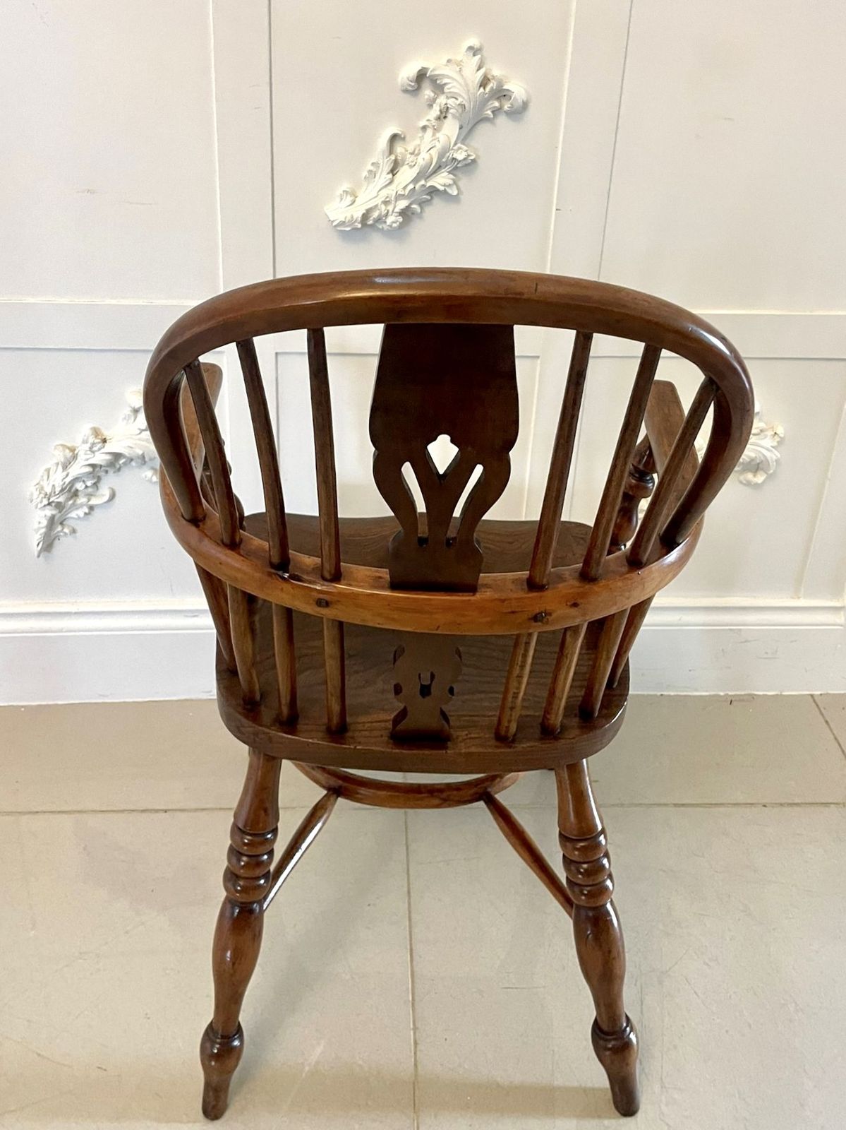 Furniture Antique Quality Yew Wood Windsor Armchair photo