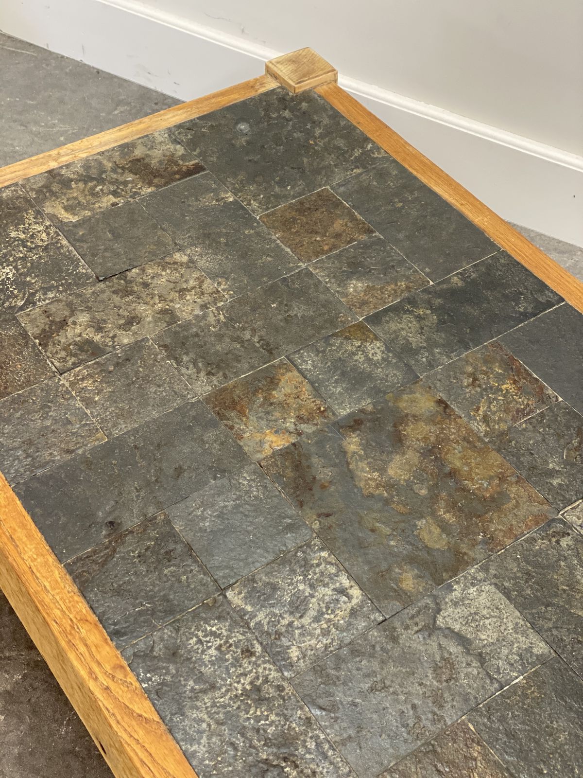 Slate Tiled Brutalist Coffee Table, France 1970s. photo vintage