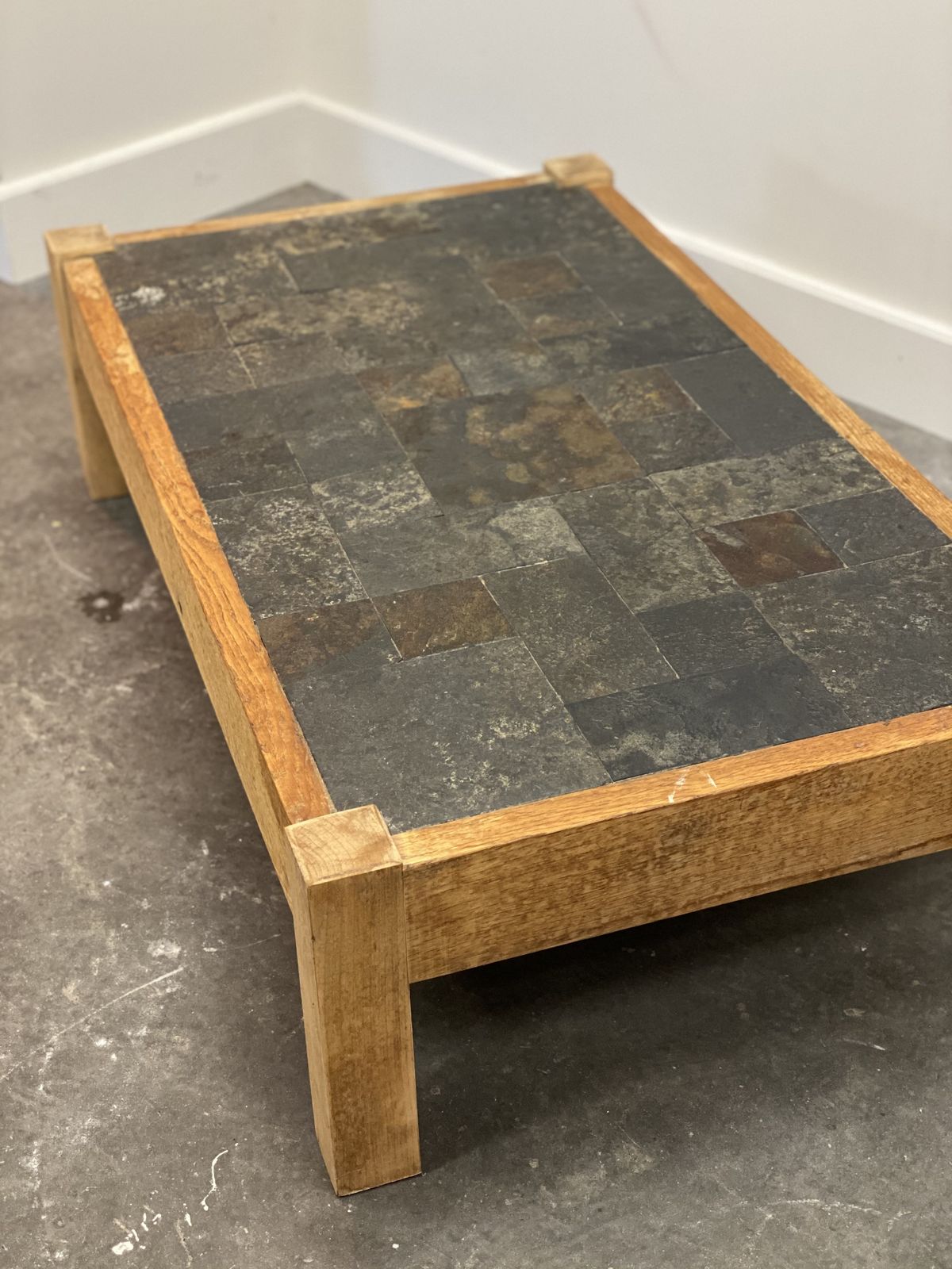 Slate Tiled Brutalist Coffee Table, France 1970s. photo for sale