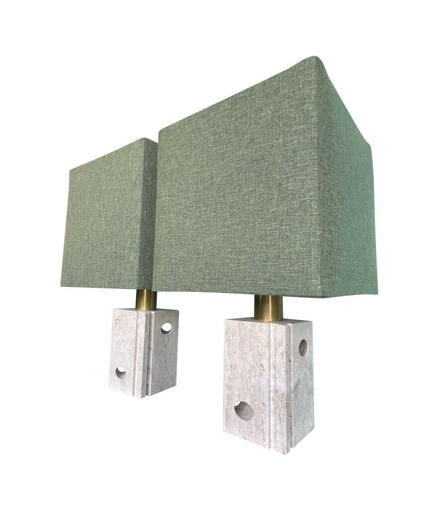 A Pair Of 1970s Sculptural Italian Travertine Lamps By Fratelli Mannelli photo 1850.0