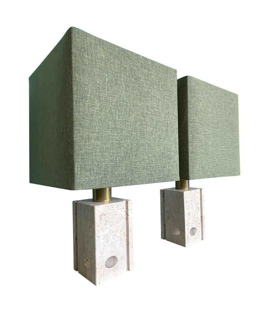 A Pair Of 1970s Sculptural Italian Travertine Lamps By Fratelli Mannelli photo buy