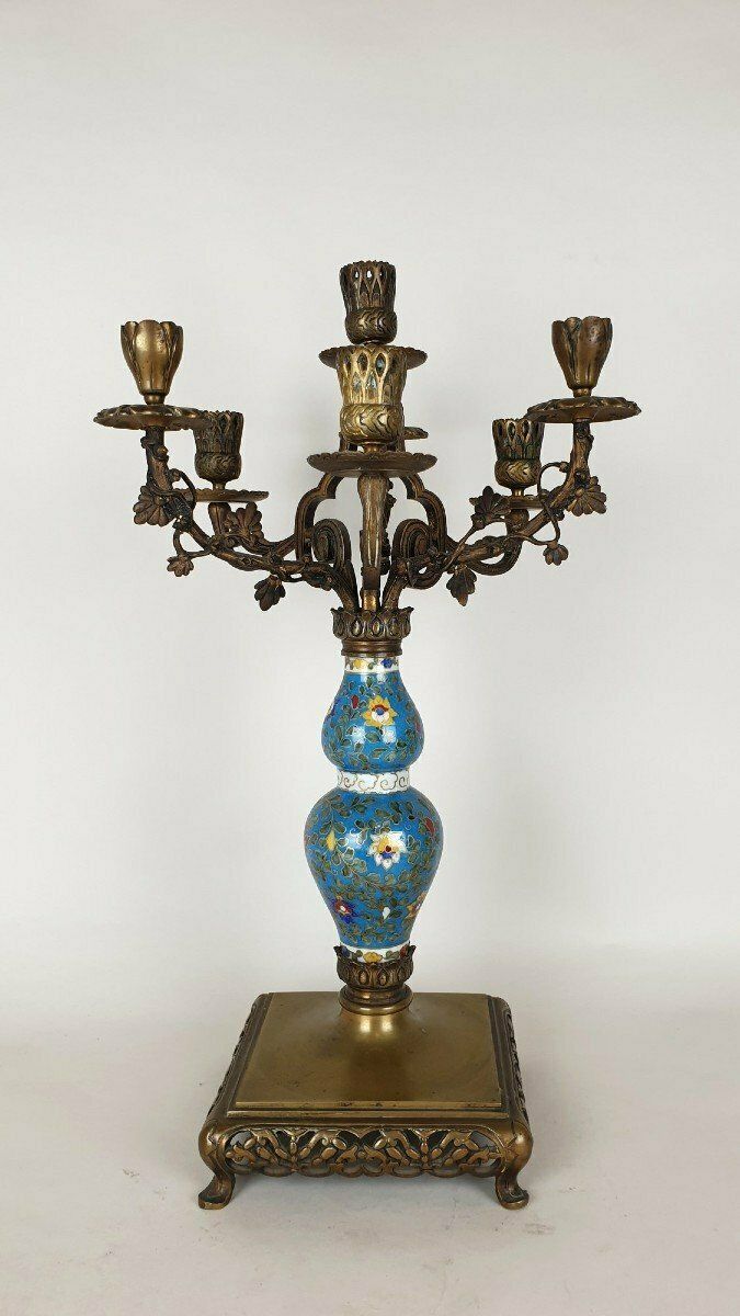 Candelabra In Porcelain And Bronze, Japonisme, Xixth Century photo for sale