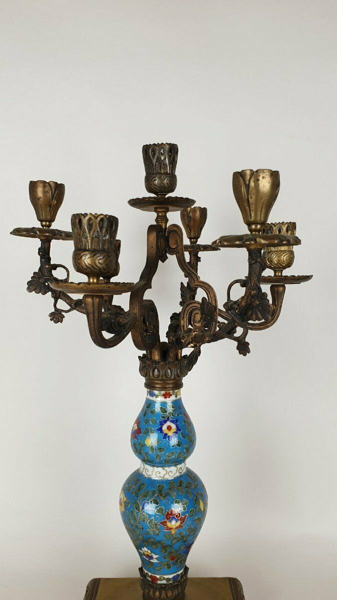 495.0 Candelabra In Porcelain And Bronze, Japonisme, Xixth Century photo