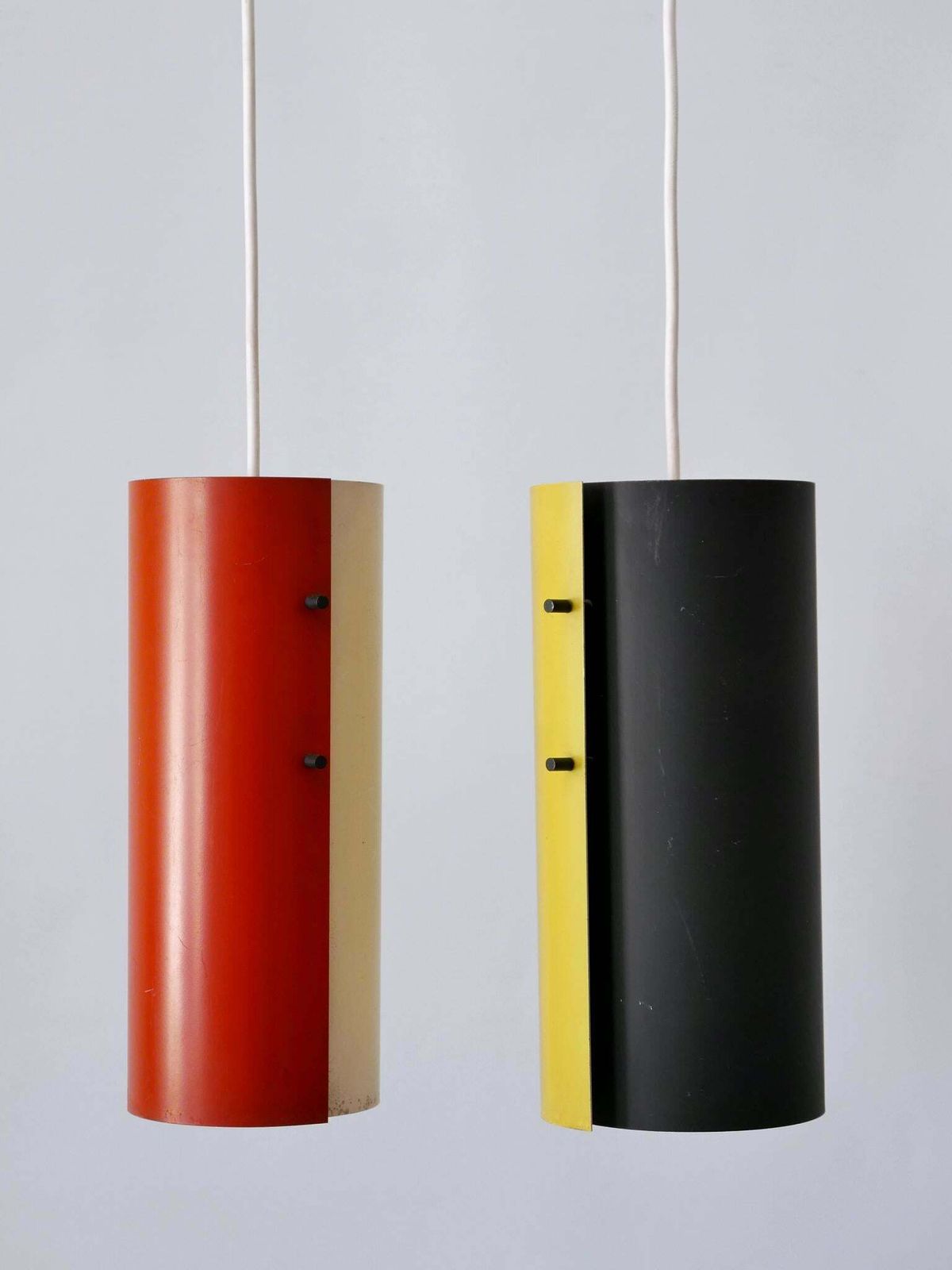 Lovely Midcentury Modern Bi Colour Pendant Lamps Or Hanging Lights Germany 1960s photo for sale