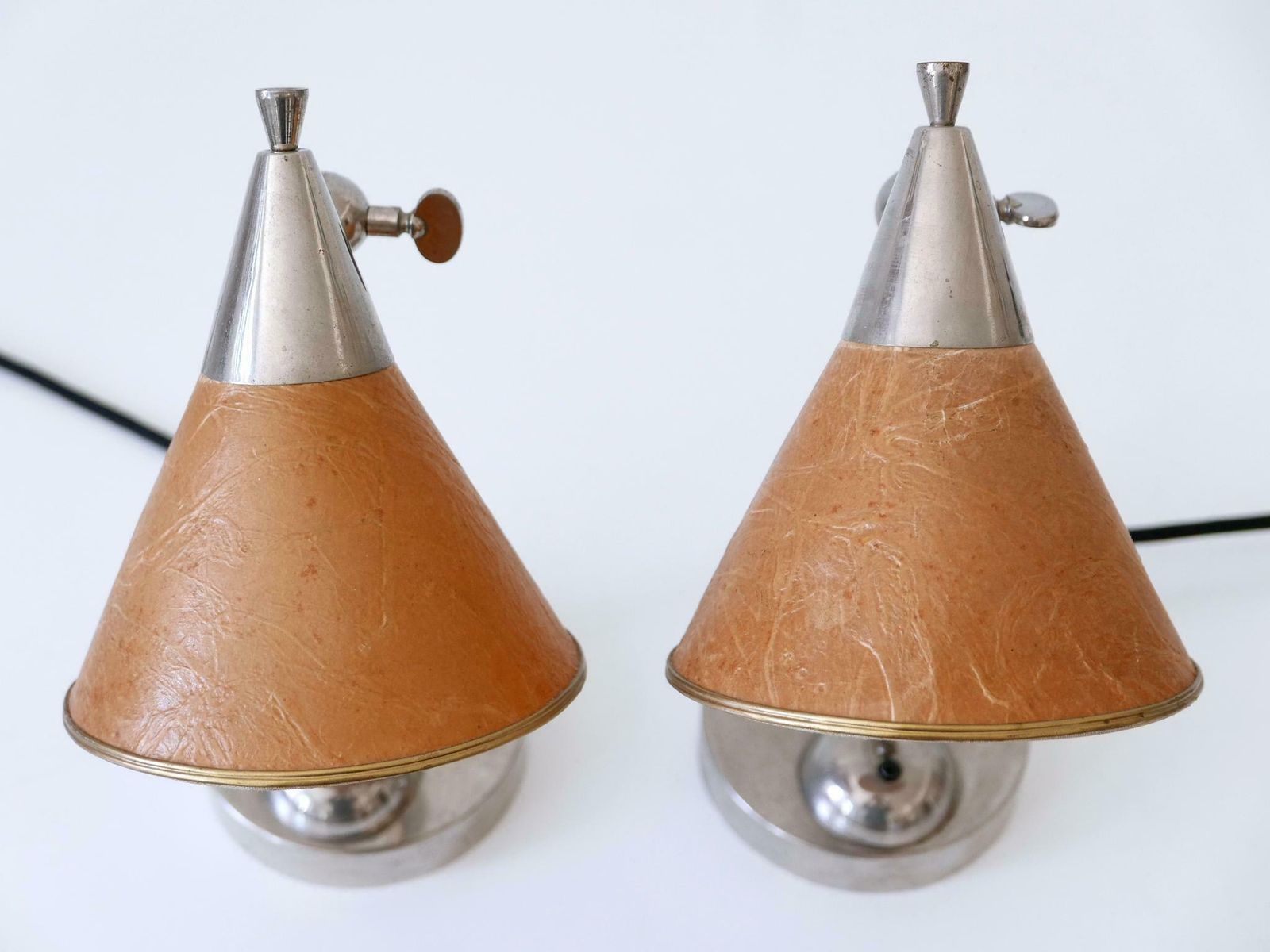 Set Of Two Rare Art Deco Bauhaus Bedside Table Lamps Or Sconces Germany 1920s photo vintage