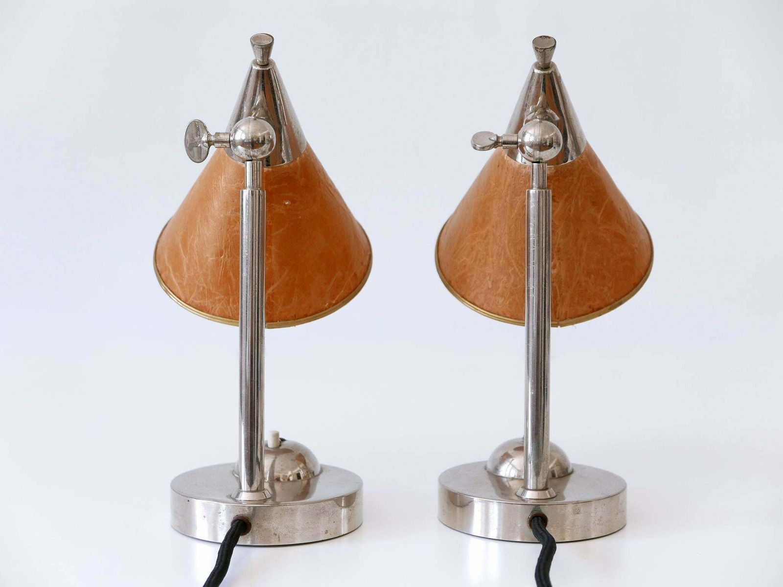 photo furniture Set Of Two Rare Art Deco Bauhaus Bedside Table Lamps Or Sconces Germany 1920s