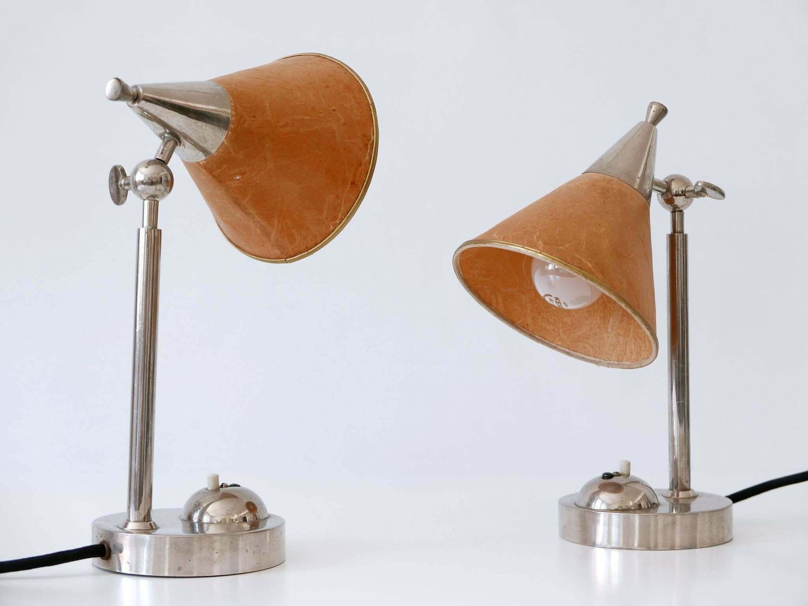photo vinterior Set Of Two Rare Art Deco Bauhaus Bedside Table Lamps Or Sconces Germany 1920s
