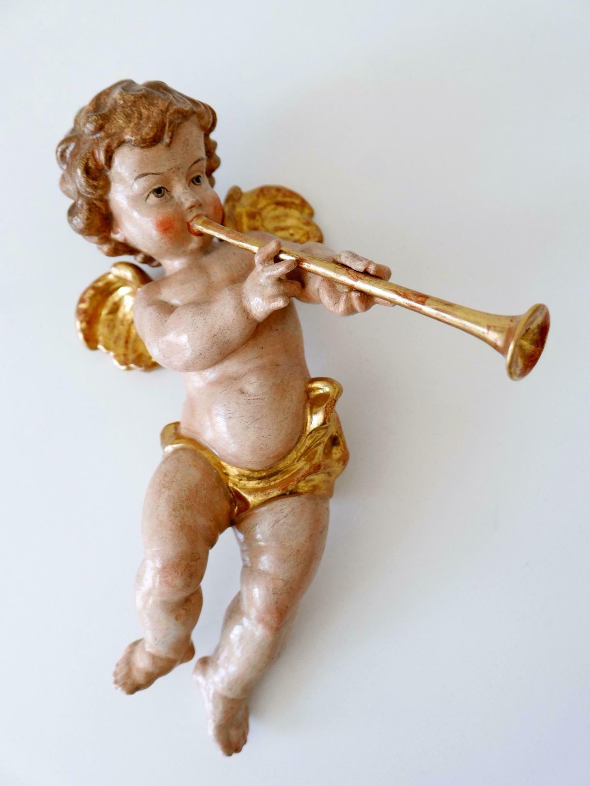 1742.0 Set Of Four Beautiful Polychrome Hand Carved Wood Putti / Cherubs 1960s Germany photo