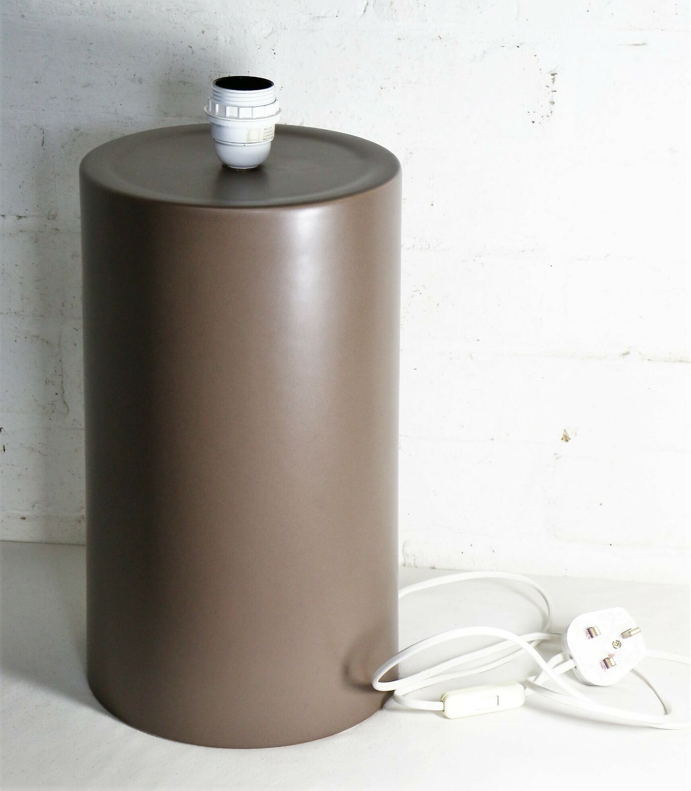 Vintage Table Lamp Fdc Faïencerie De Charolles French Cylinder Ceramic Lamp 1980's photo for sale