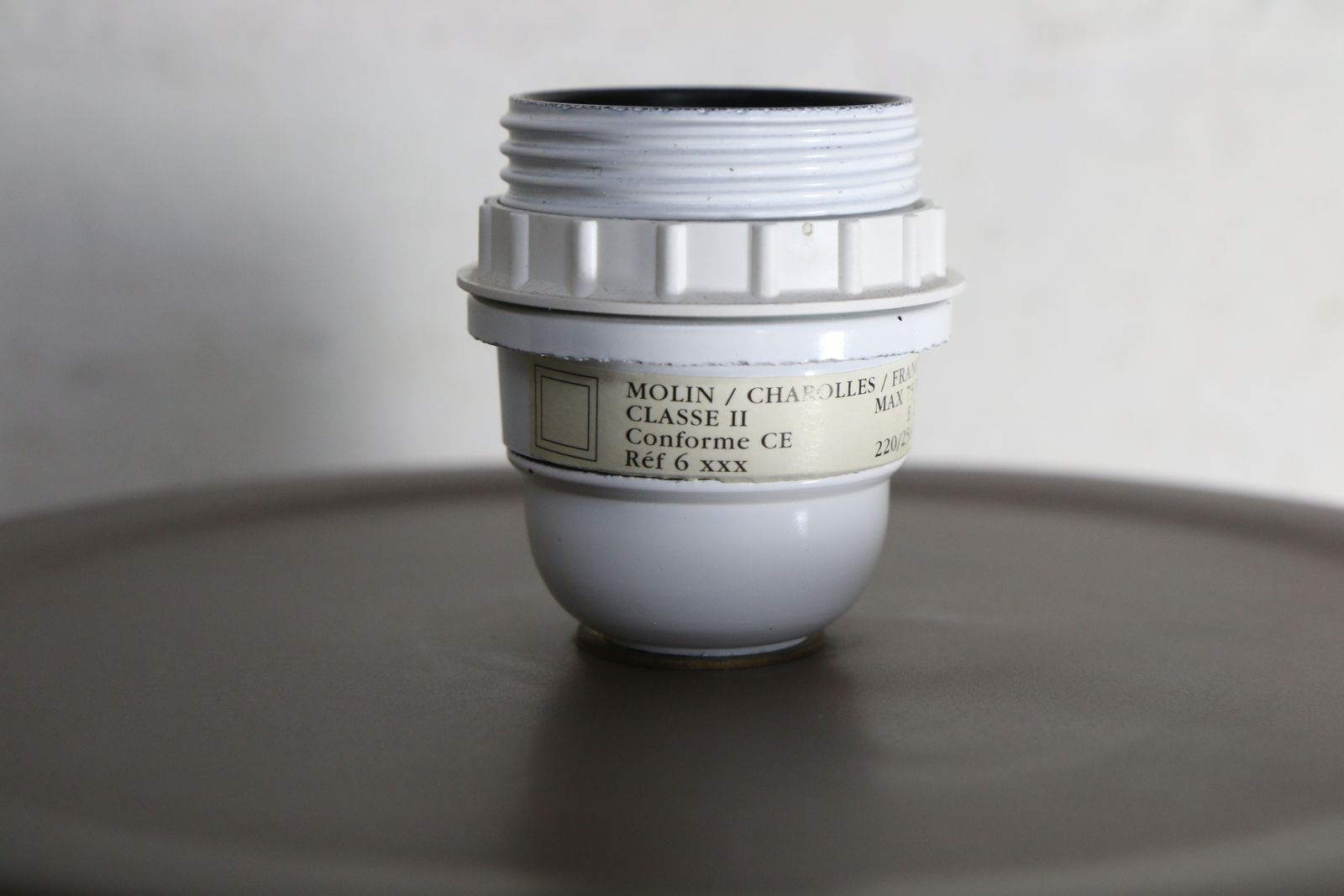 Vintage Table Lamp Fdc Faïencerie De Charolles French Cylinder Ceramic Lamp 1980's photo vintage