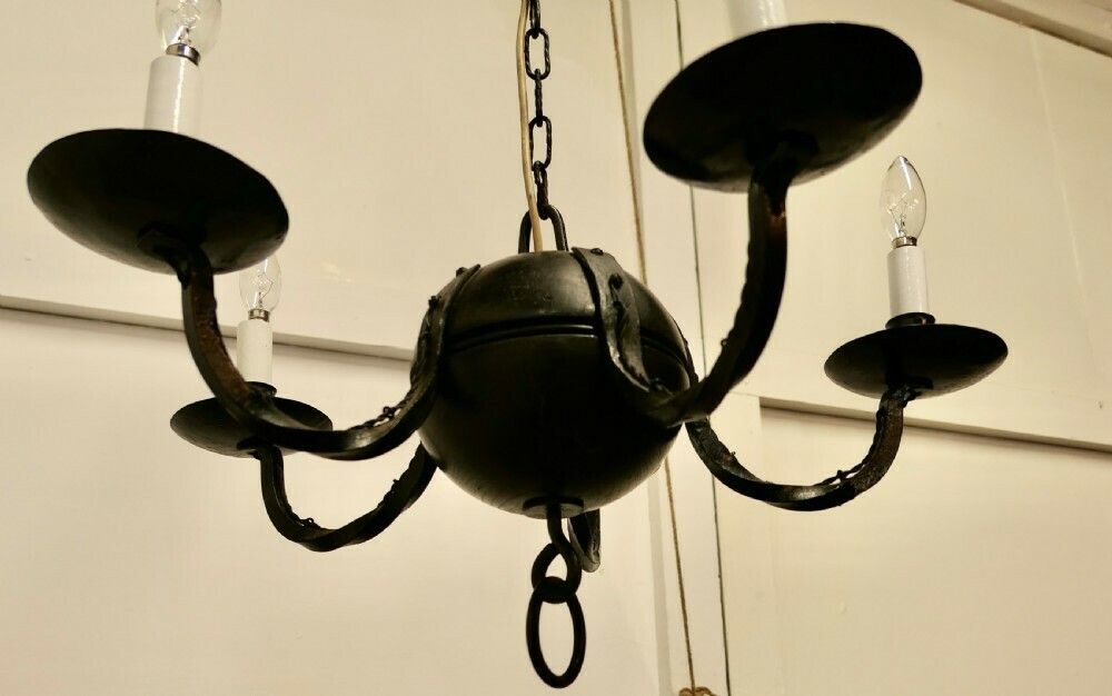 A Superb Gothic Iron And Wood Chandelier photo Lighting