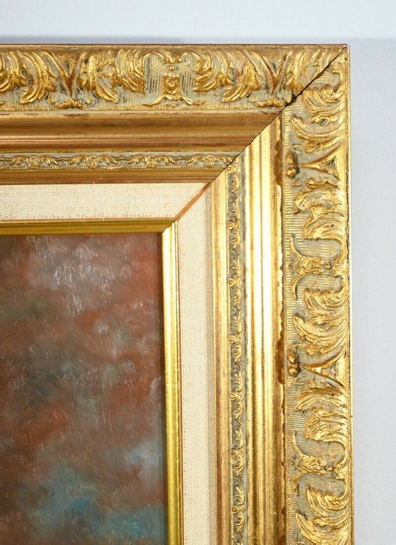 photo vinterior Oil On Canvas, Signed R.Hervé   2nd Part 20th Century