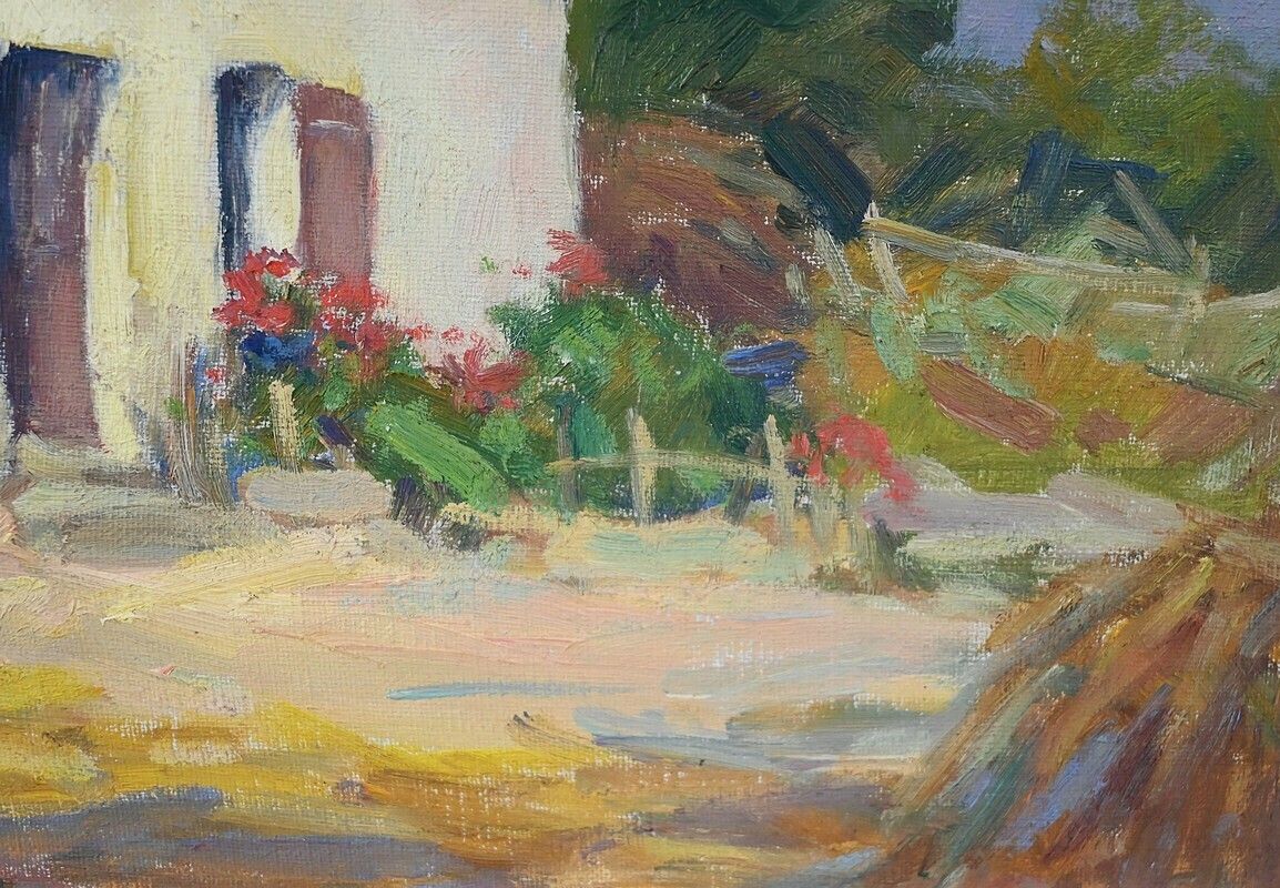 photo furniture Oil On Wood “House In Brière”, Signed E.Gautier – 1955