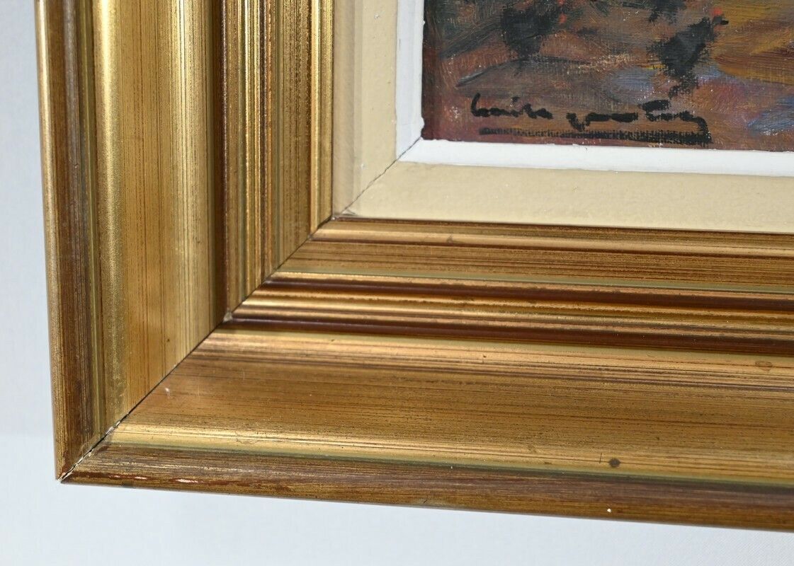 photo vintage Oil On Wood “House In Brière”, Signed E.Gautier – 1955