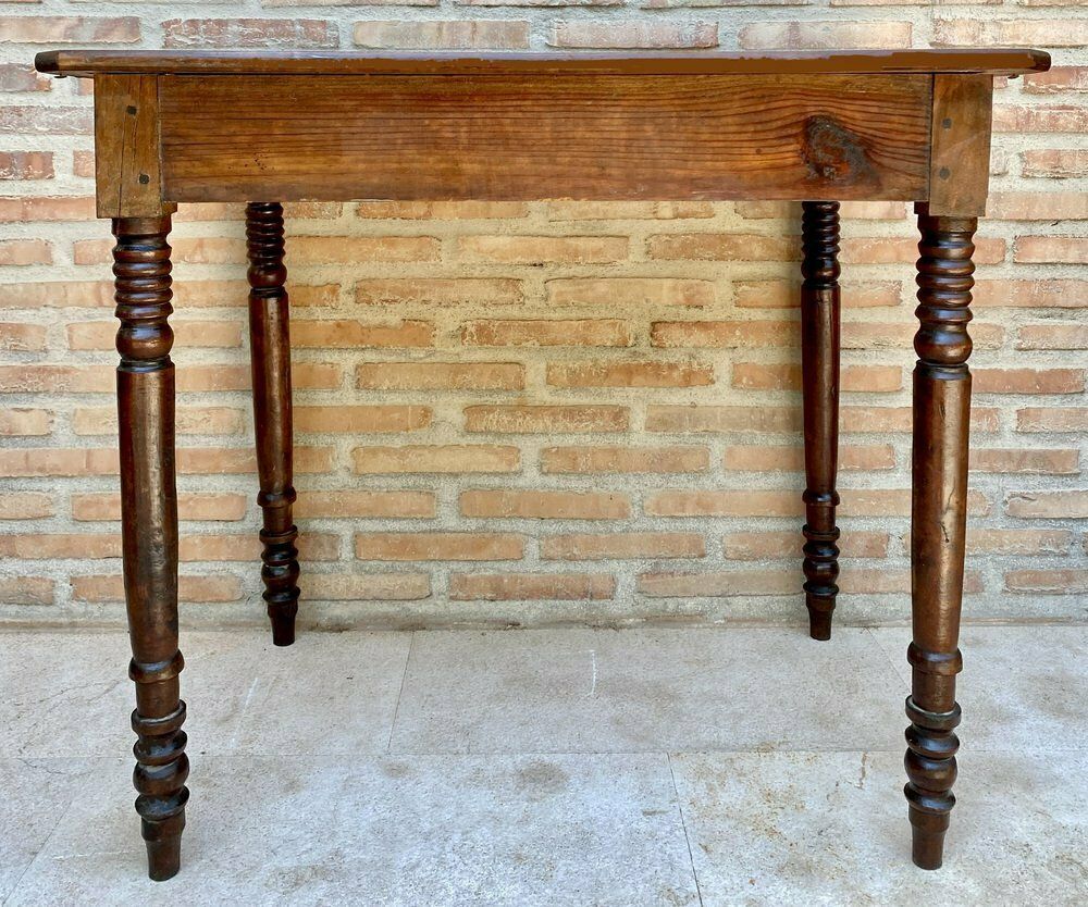 Franse Landelijke Werktafel In Walnoot Met één Lade, Ca. Jaren 1950 photo for sale