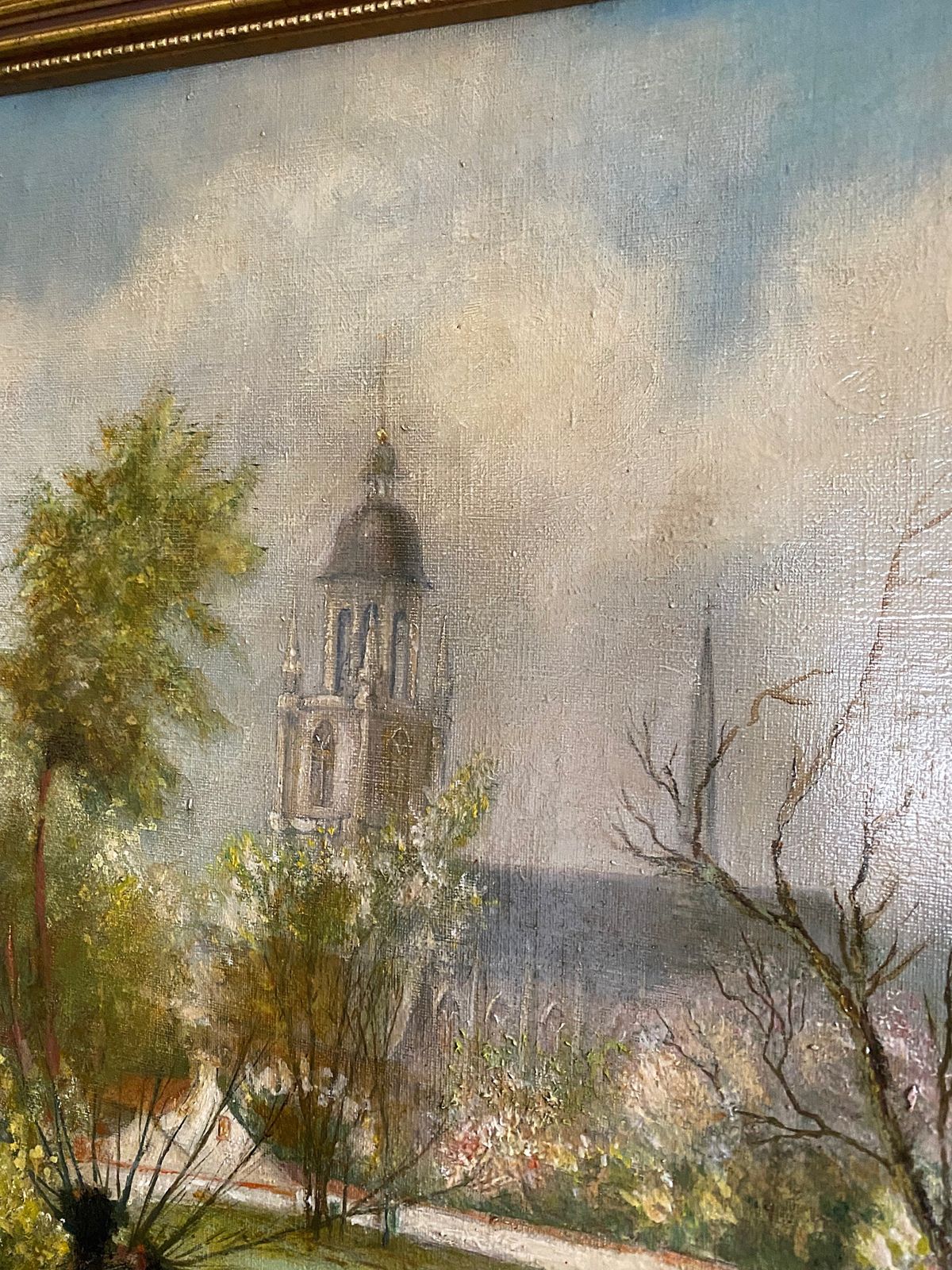 Church Landscape Painting Oil On Canvas photo 295.0
