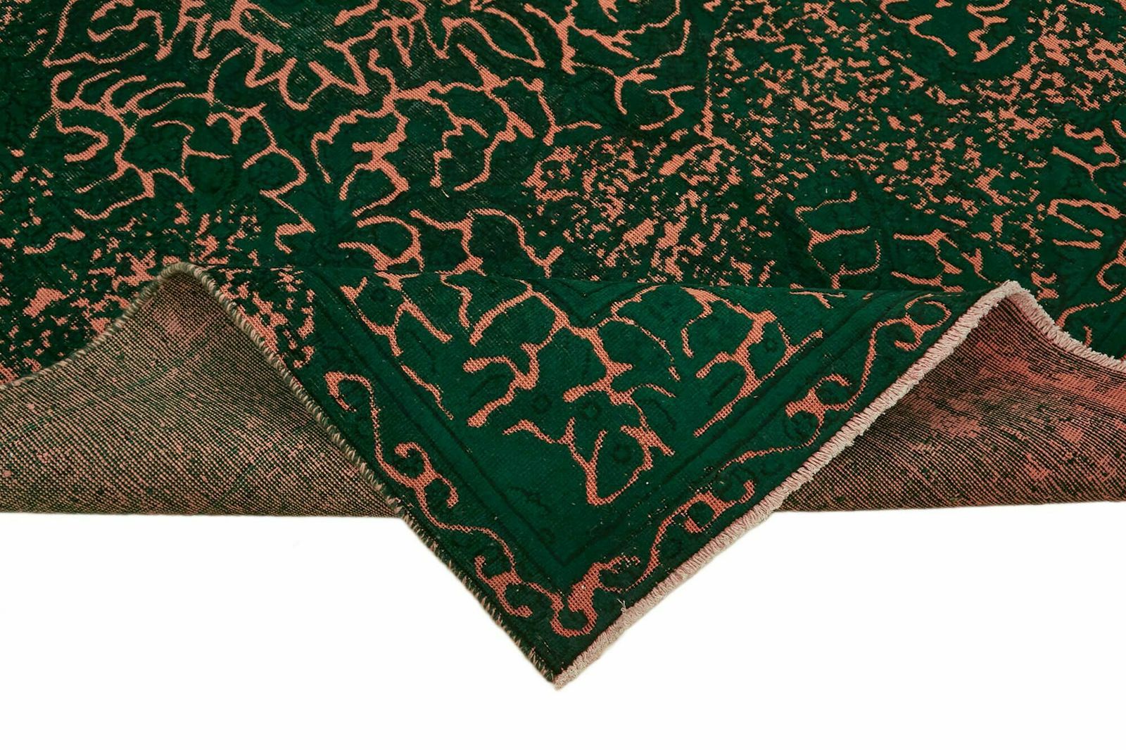 Handmade Green Vintage Over Dyed 1980's Large Rug ( 298 X 198 Cm ) photo vinterior