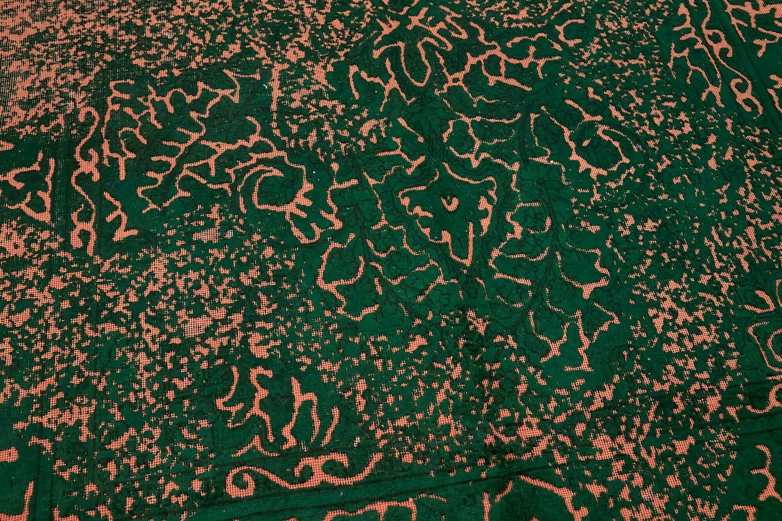 photo for sale Handmade Green Vintage Over Dyed 1980's Large Rug ( 298 X 198 Cm )
