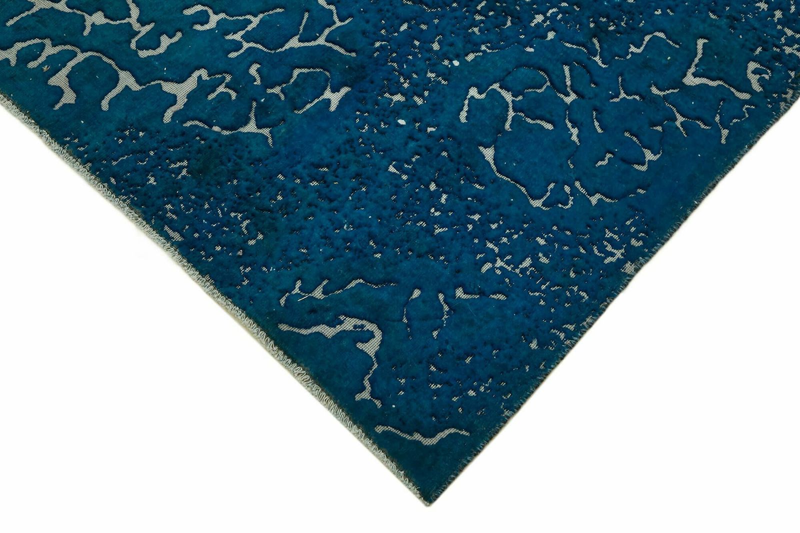 Grand tapis vintage fait main, bleu, années 1980 (302 x 180 cm) photo Textiles