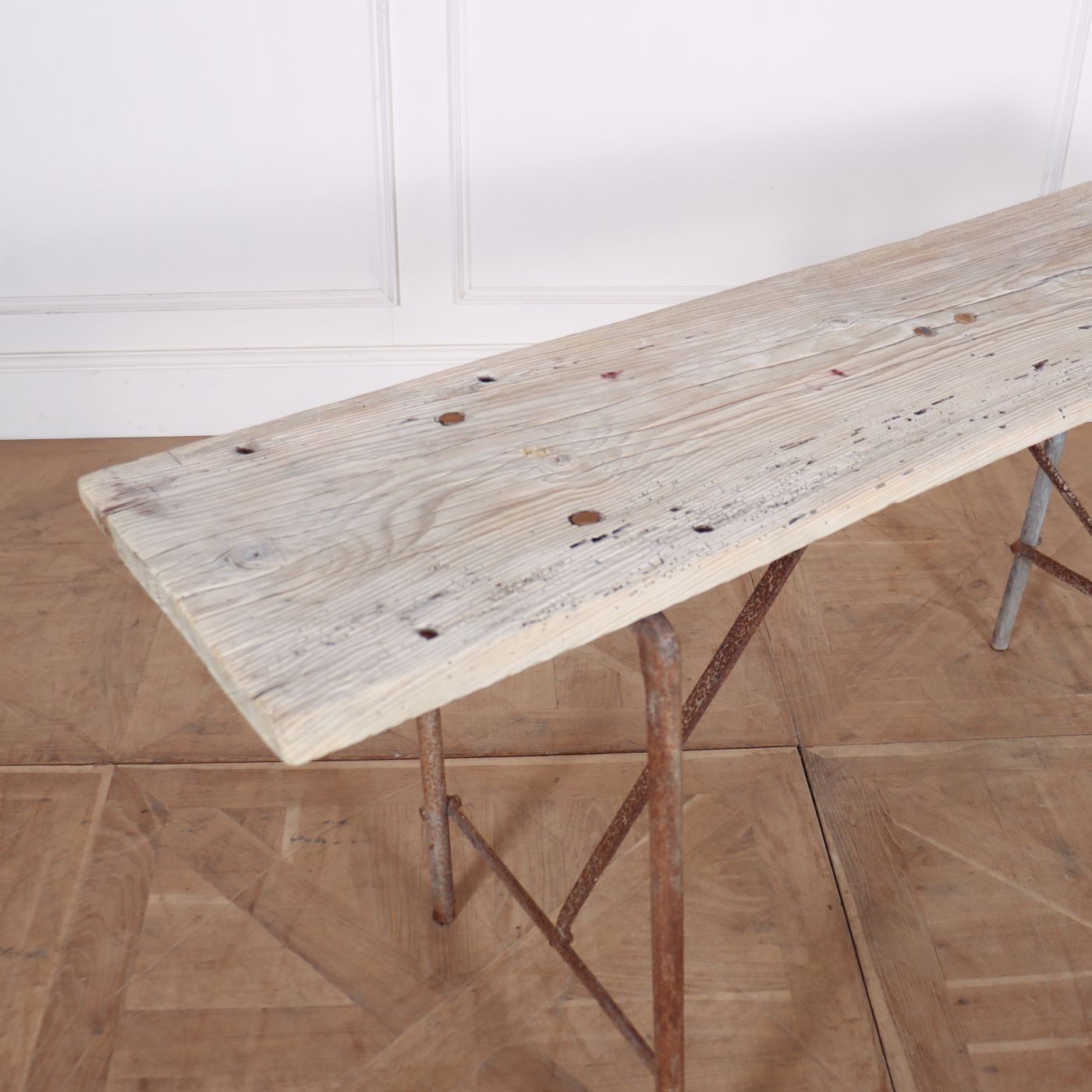 French Bleached Trestle Table, 1800s photo furniture
