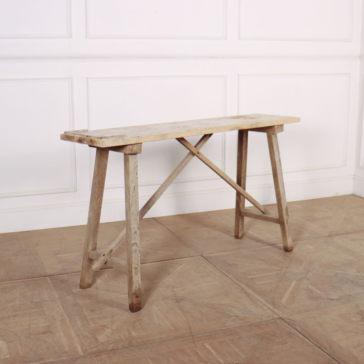 French Bleached Oak Trestle Table