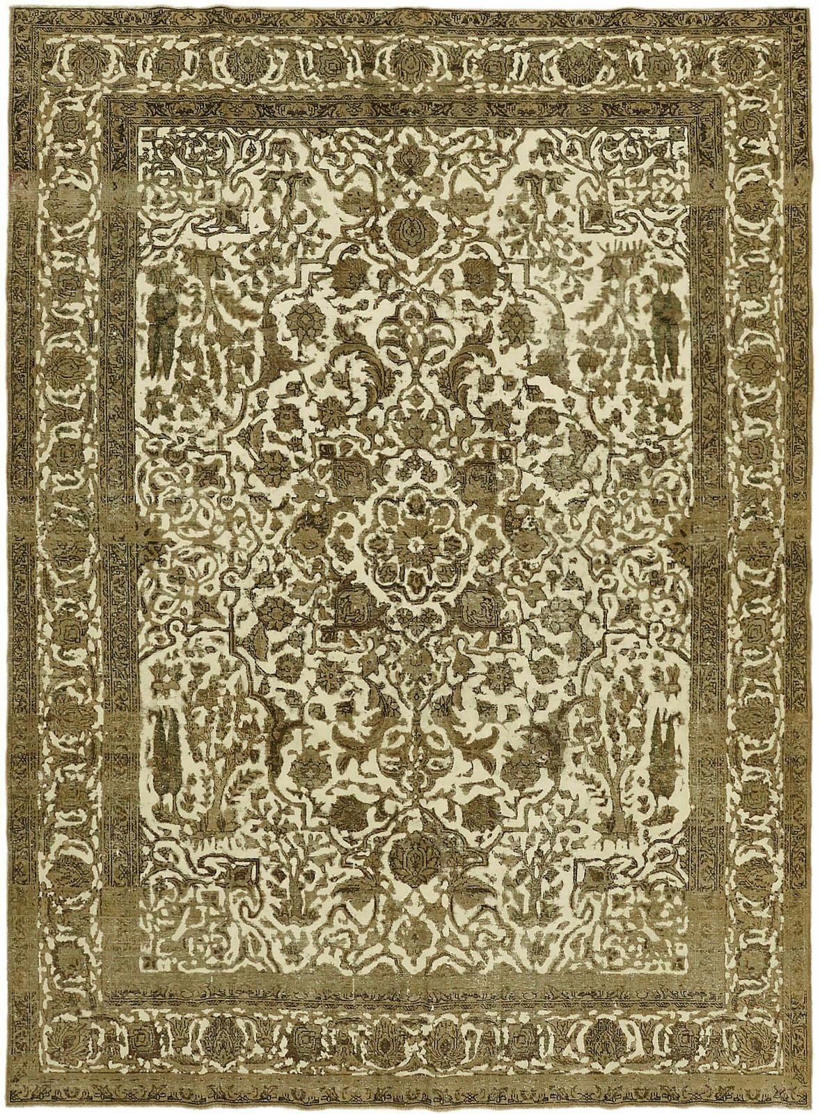 Handmade Decorative Beige Vintage Large Area Rug ( 380 X 284 Cm )