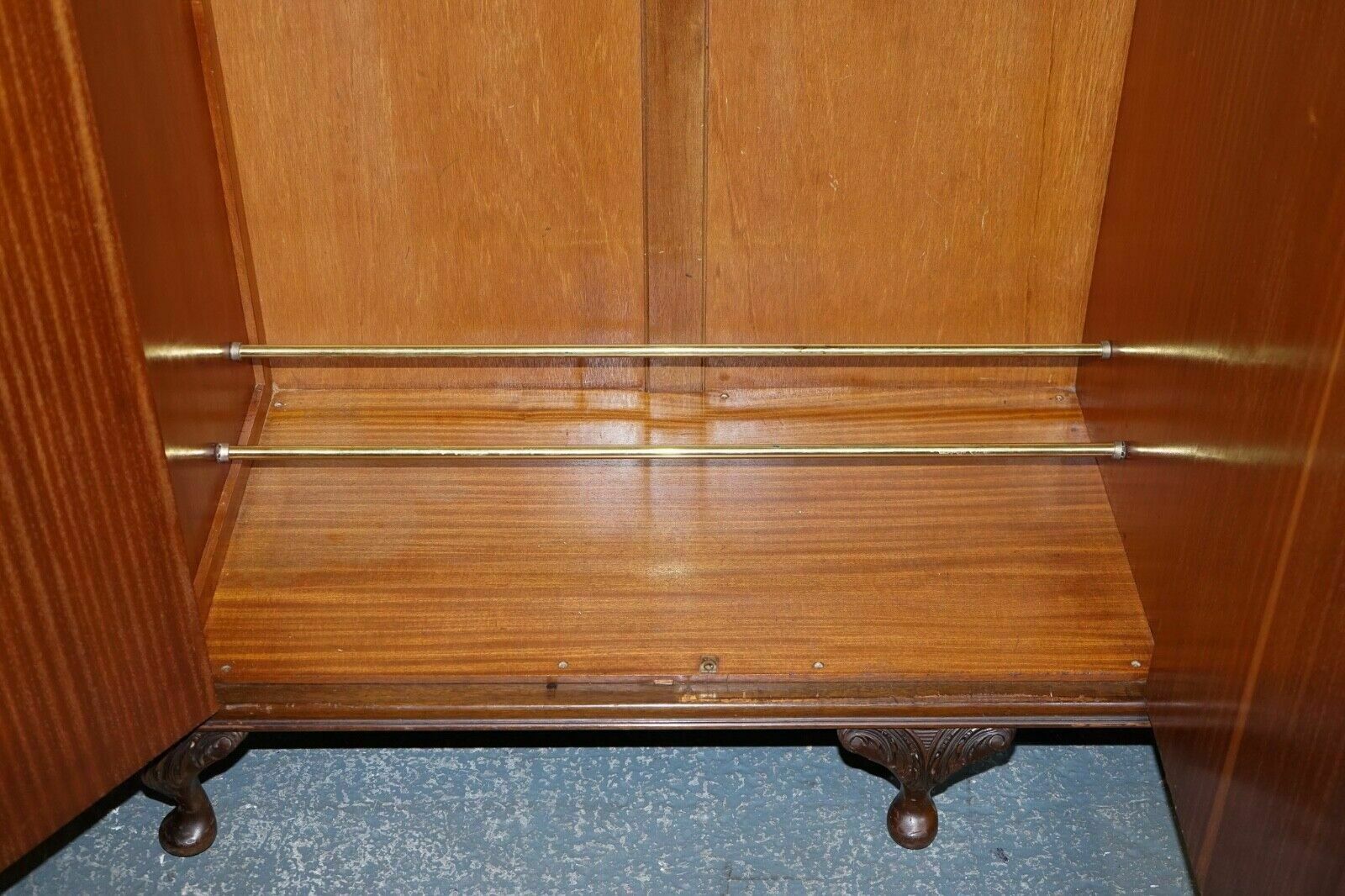 2000.0 Antique Distressed Burr Walnut Triple Wardrobe With Queen Anne Legs photo