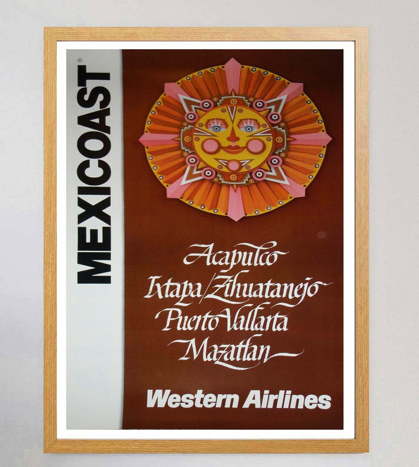 Mexico Coast   Western Air Lines Original Vintage Poster photo Art