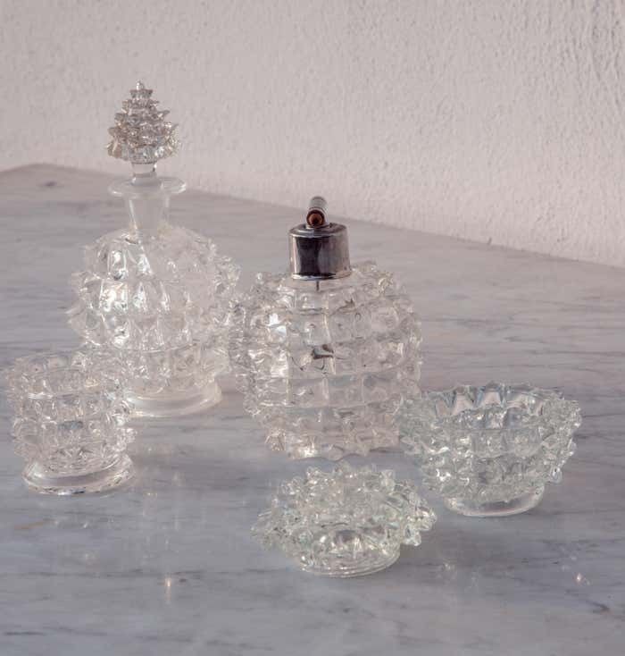 Home Decor Set Of 4 Ercole Barovier Rostrato Murano Italian Glass Vase For Barovier & Toso photo
