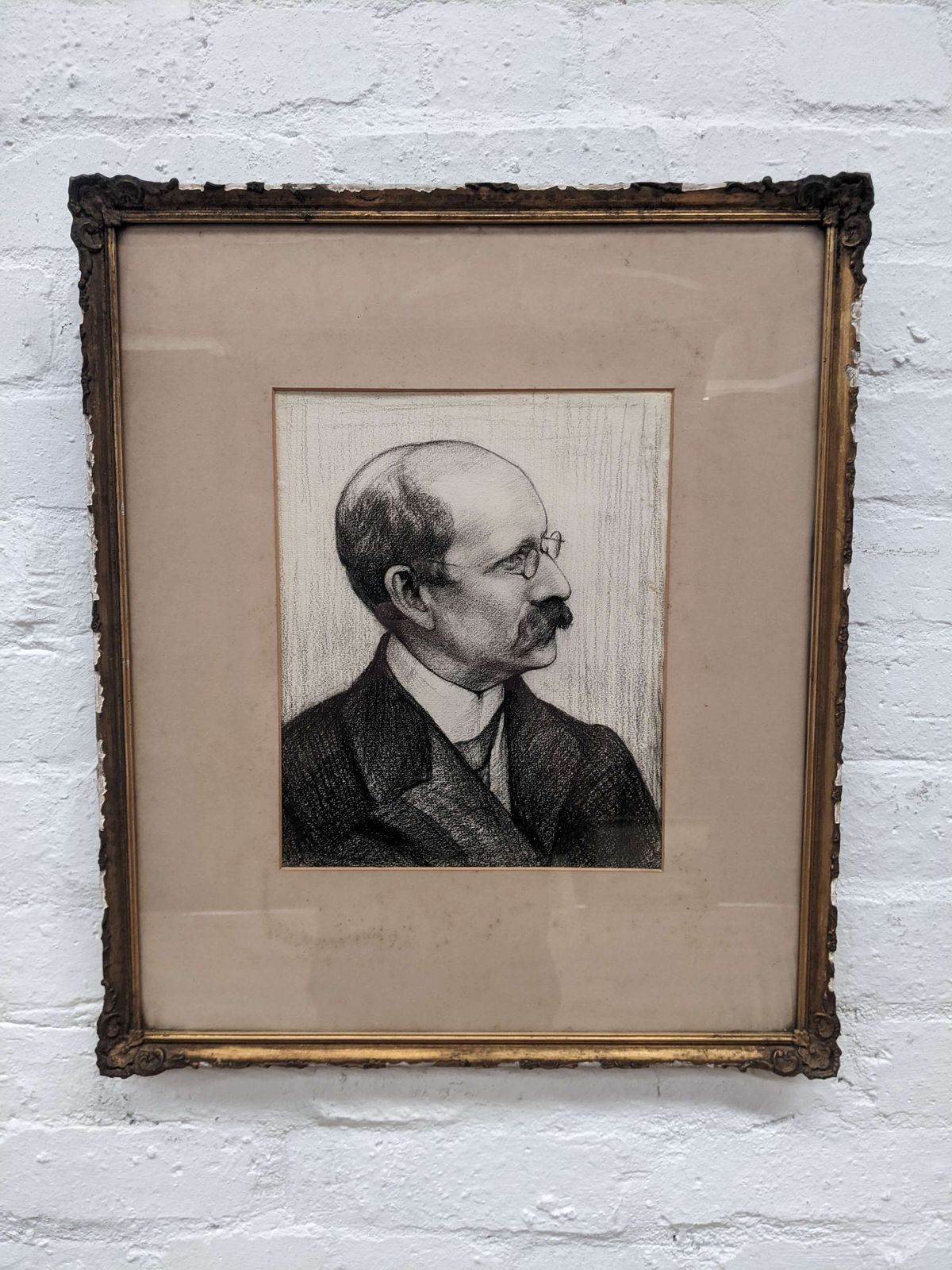 Gilt Framed Pencil Portrait Of A Victorian Gentleman