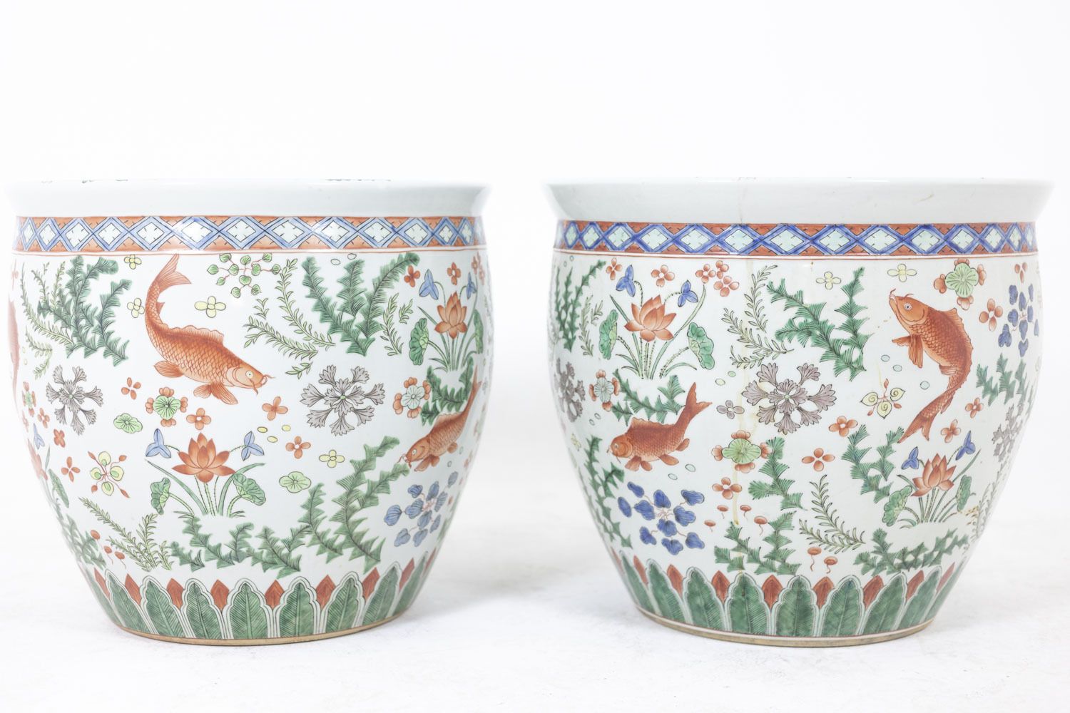 Pair Of Canton Porcelain Planters, Circa 1950 photo buy