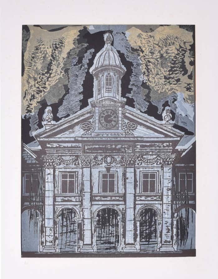 Emmanuel College, Cambridge Chapel Linocut Print By Walter Hoyle
