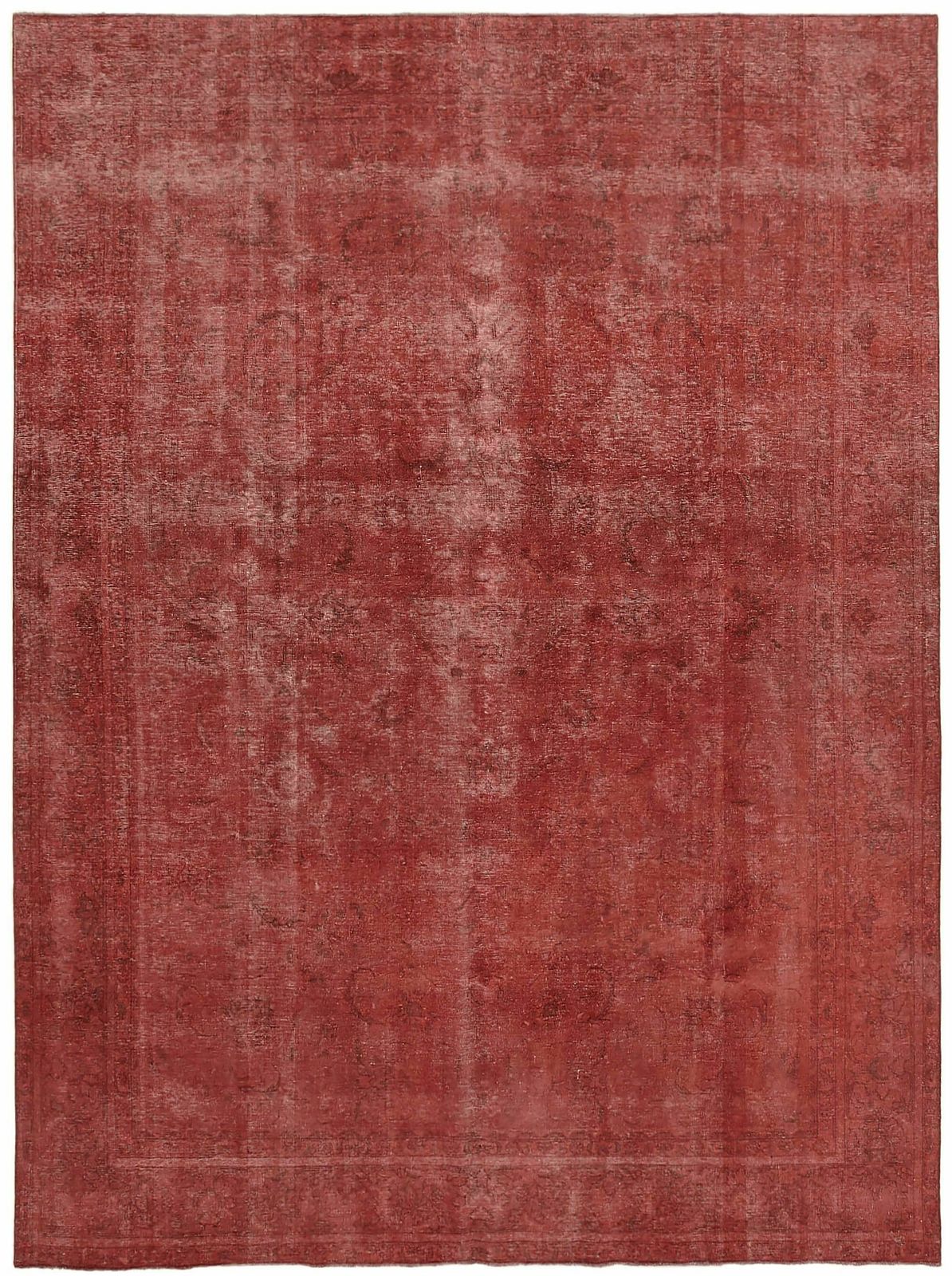 Handmade Vintage 1980's Red Over Dyed Area Rug ( 397 X 297 Cm )