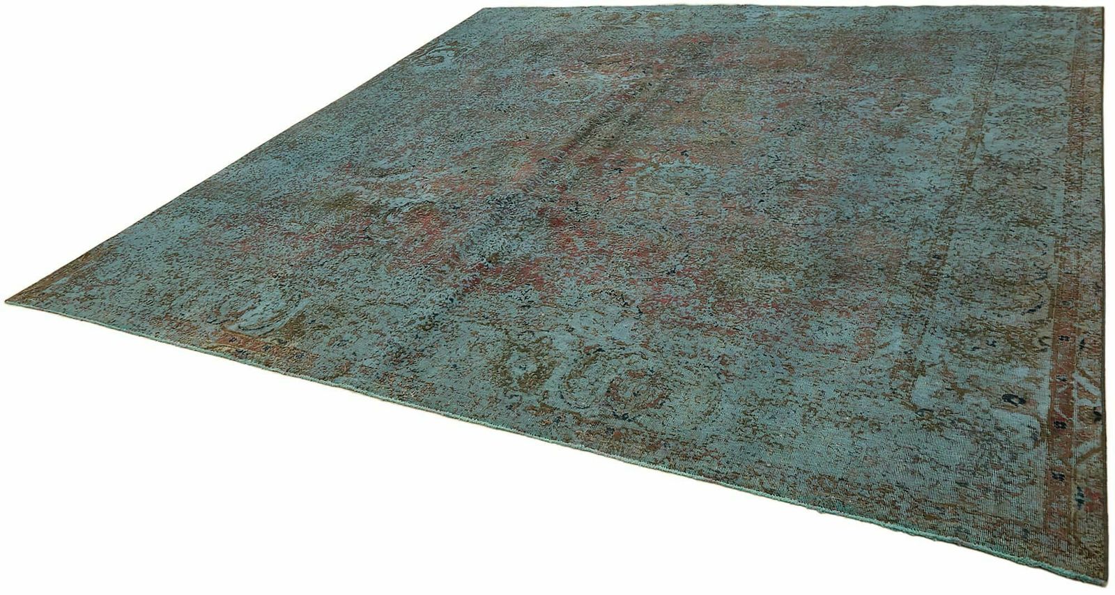 Handmade 1980's Blue Over Dyed Large Area Rug ( 331 X 331 Cm ) photo for sale