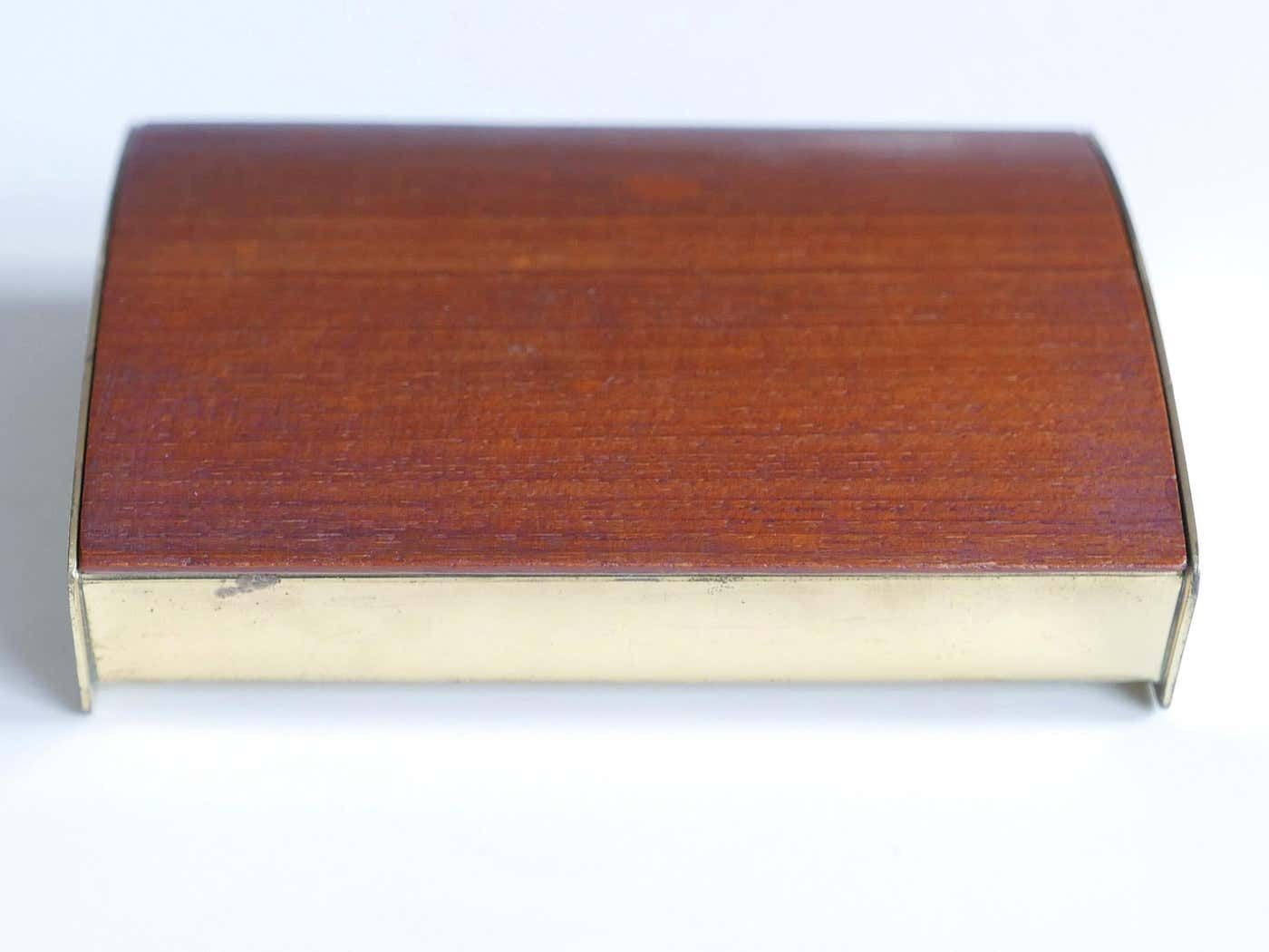 Rare Mid Century Modern Teak Cork & Brass Box By Carl Auböck Austria 1950s photo vintage