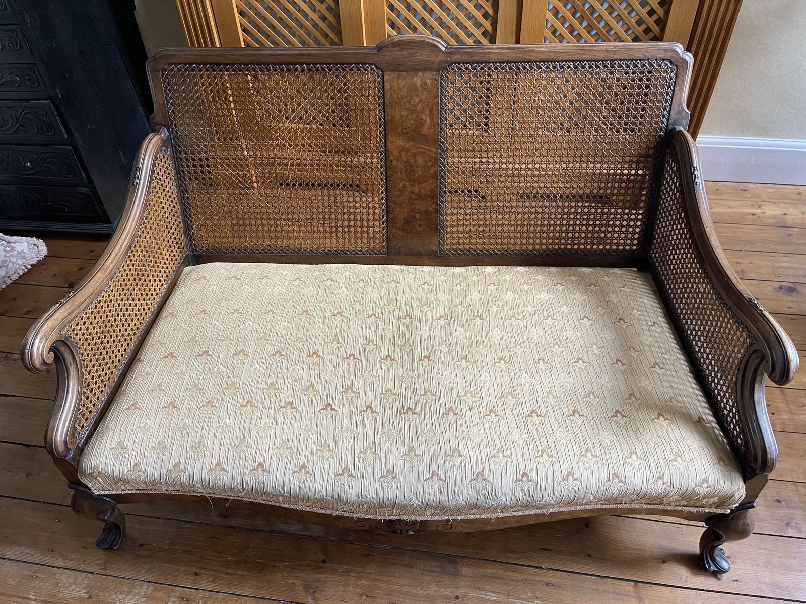 Bergere 3 Piece Suite In Lovely Gold Upholstery photo Furniture