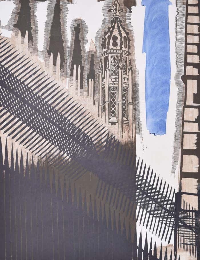 King's College, Cambridge Linocut Print By Walter Hoyle photo furniture