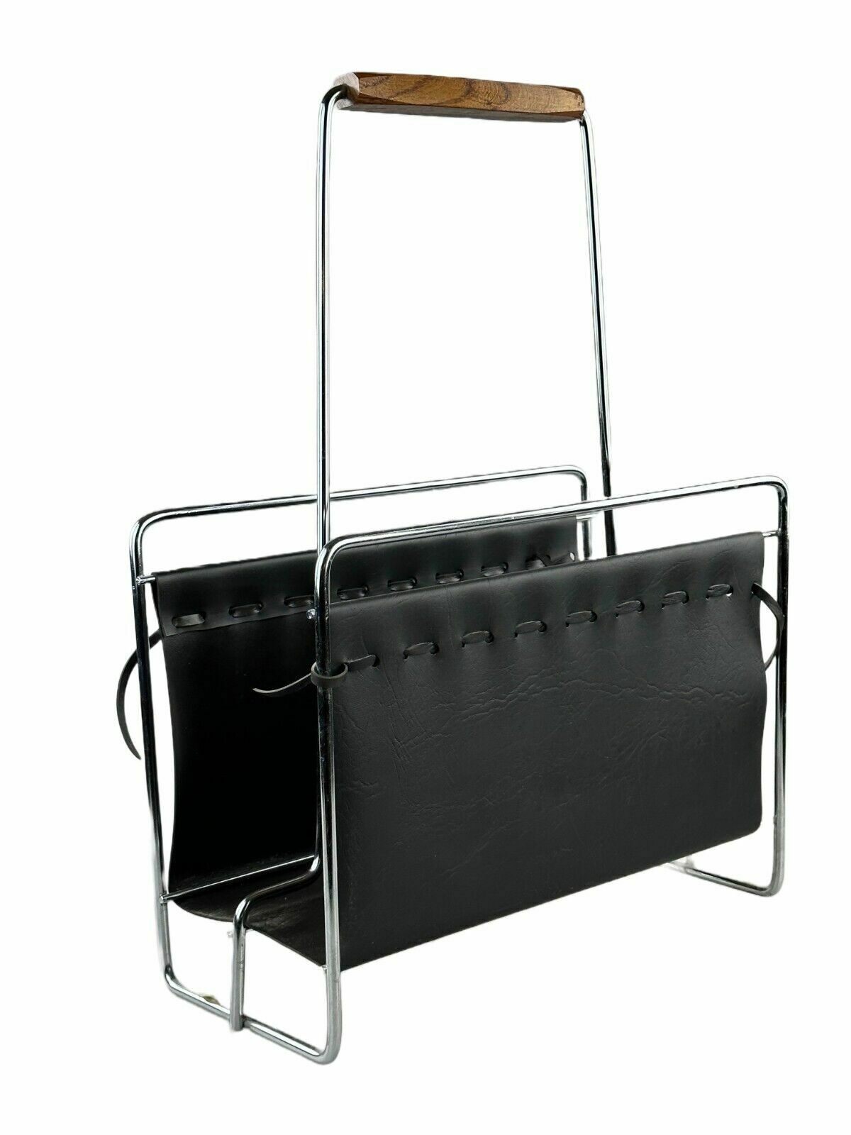 60's 70's Newspaper Holder Magazine Racks R Metal Teak Mid Century Design