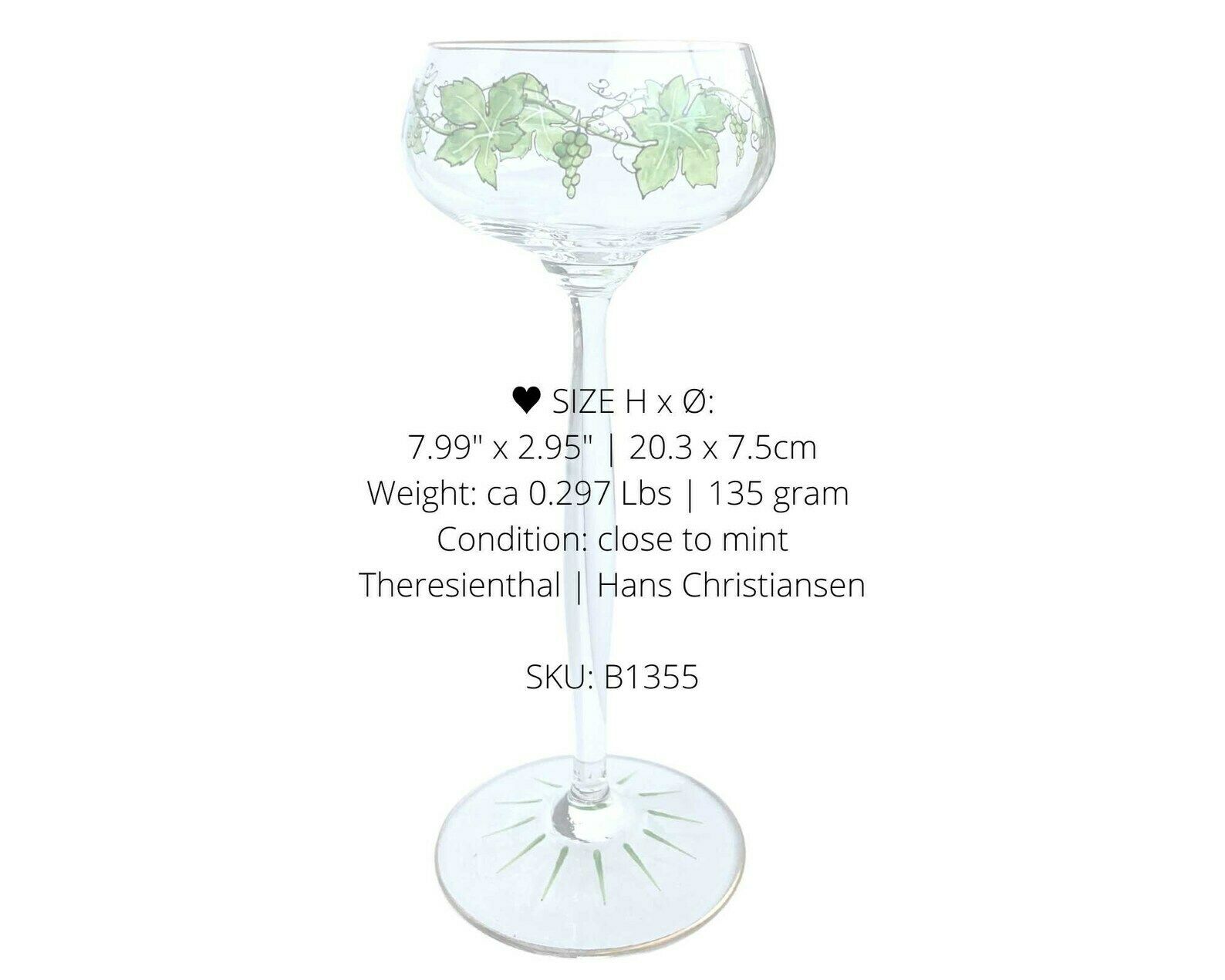 Jugendstil Wine Glasses | Art Deco Wine Goblets | By Theresianthal | Design Hans Christiansen | 6pcs| Grape Leaves | 1900 1905 photo vinterior