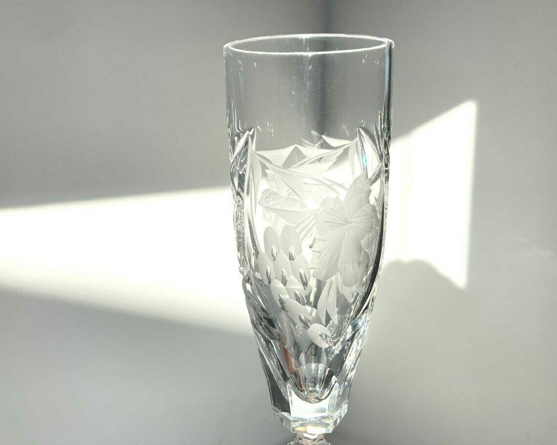 Vintage Champagneglazen | Kristallen Toastglazen | 6 Stuks | Nachtmann Druivendecor | Jaren 1970 photo vinterior