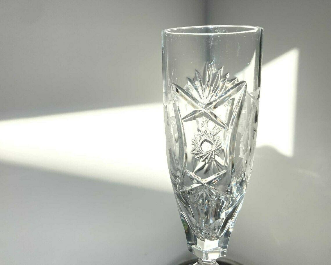 Crystal Champagne Flutes | Vintage Toasting Glasses | 2pcs | Nachtmann Grapes Decor In Clear photo Home Decor